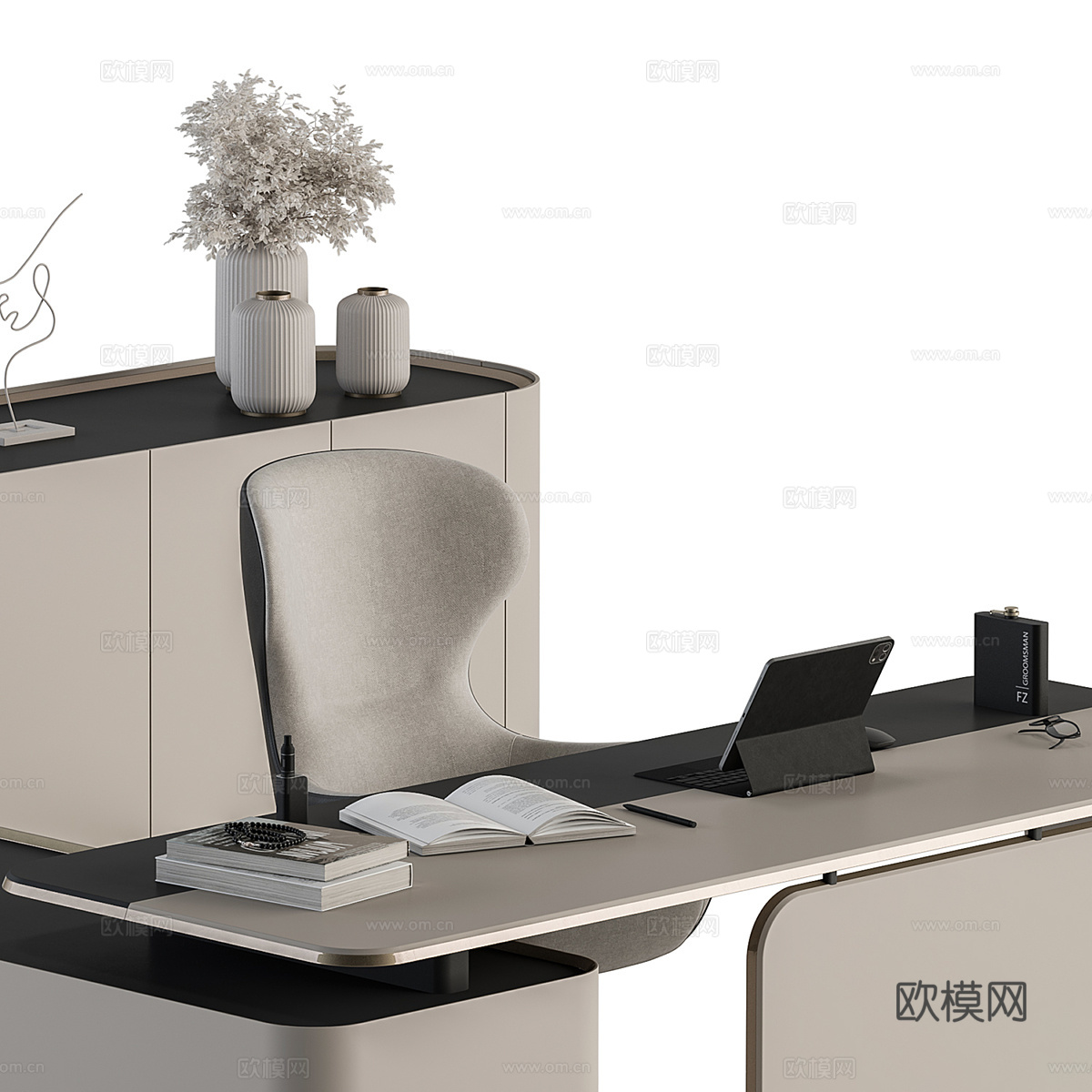 现代意式办公桌椅 办公家具3d模型
