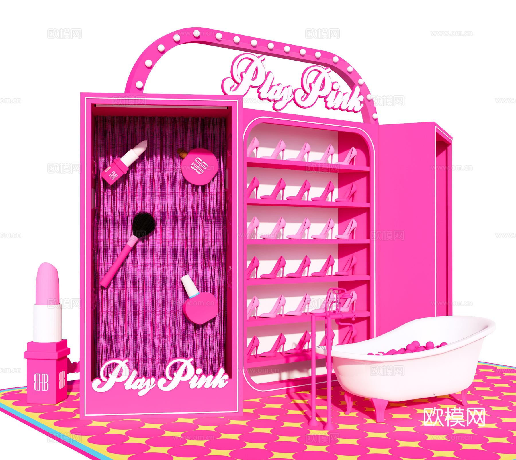 芭比少女娃娃屋 儿童玩具公仔玩偶 商业美陈背景板 化妆品女鞋3d模型