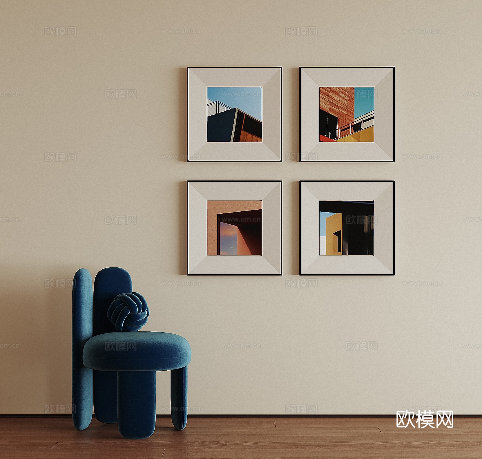 现代组合挂画3d模型