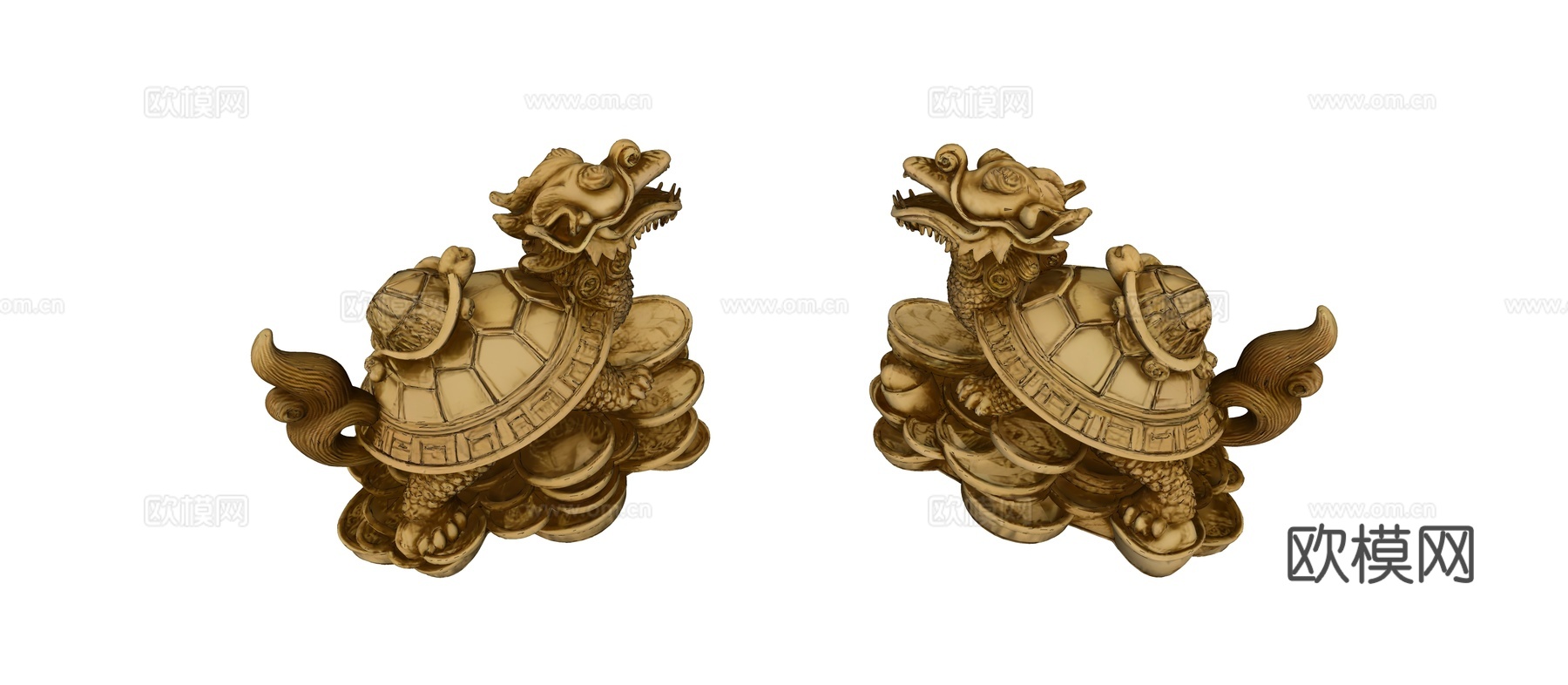 金色龙龟雕塑摆件su模型