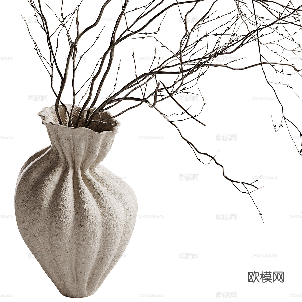 新中式侘寂花瓶花艺3d模型