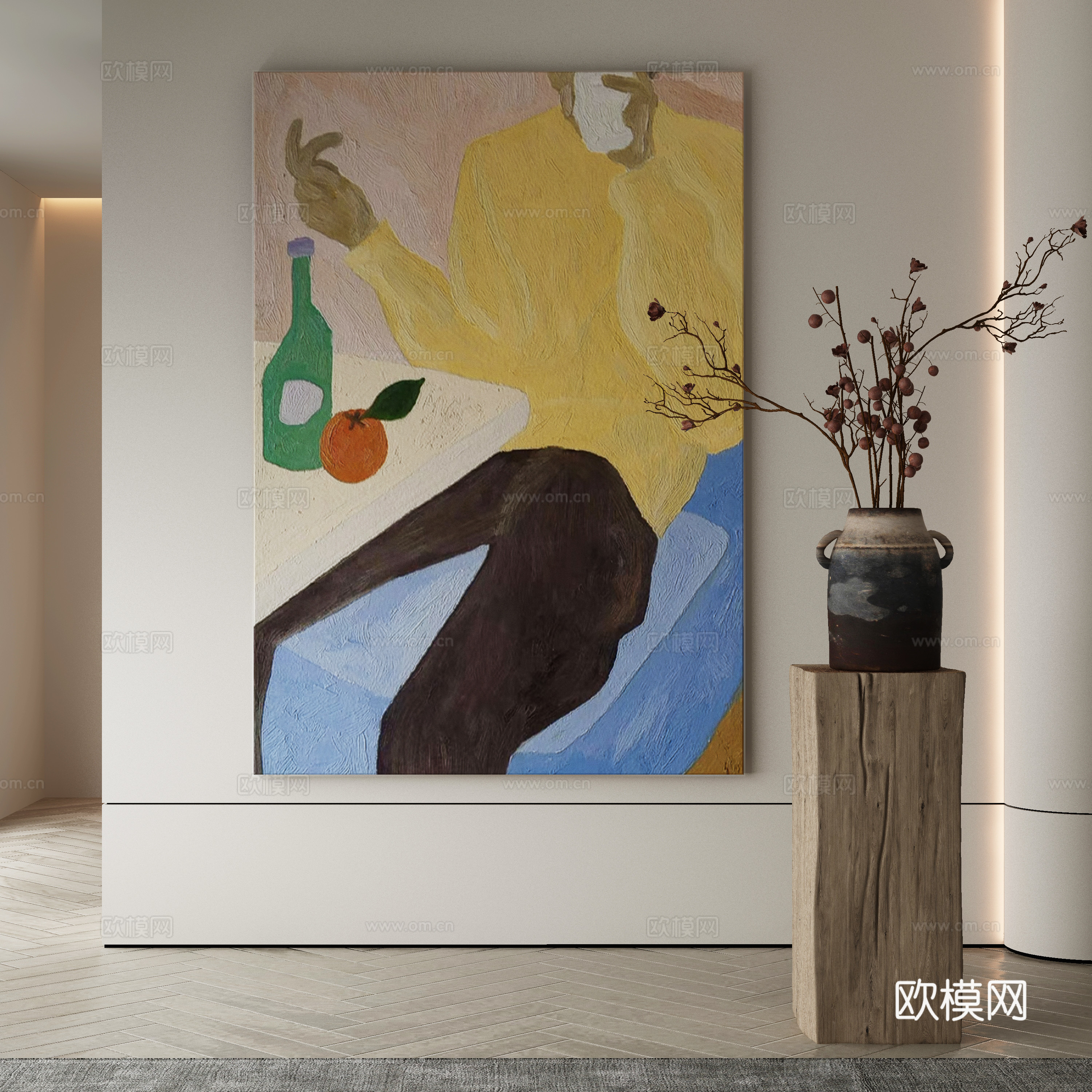 现代侘寂挂画 油画3d模型