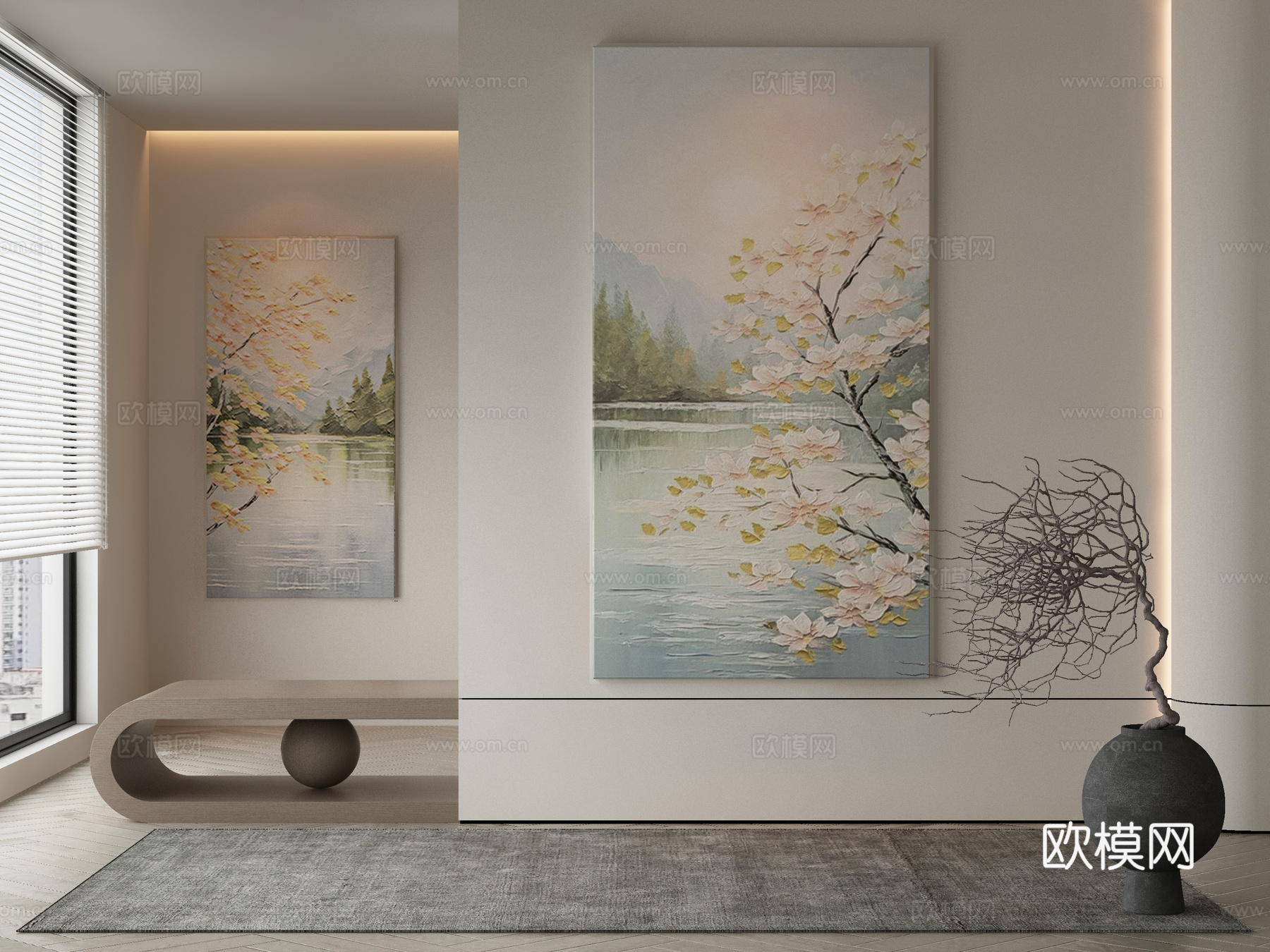 现代侘寂挂画 油画3d模型
