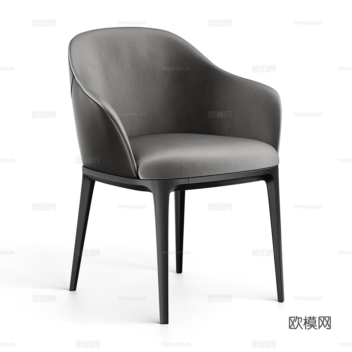 现代意式布艺皮革单椅3d模型