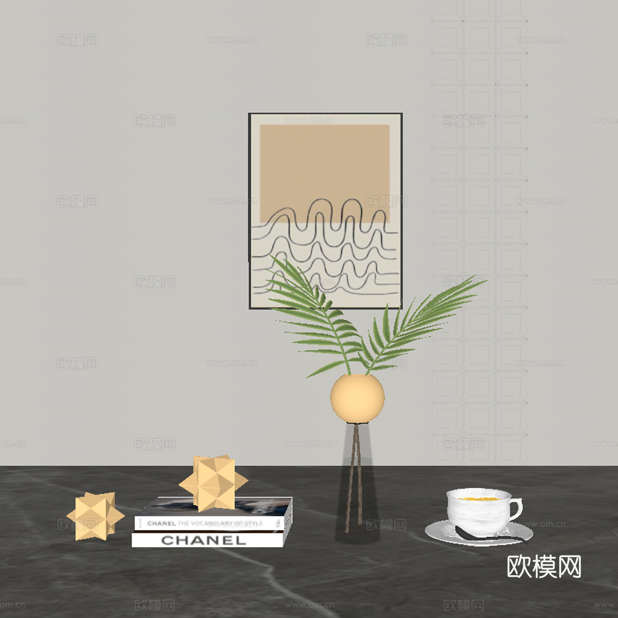 现代饰品摆件组合su模型