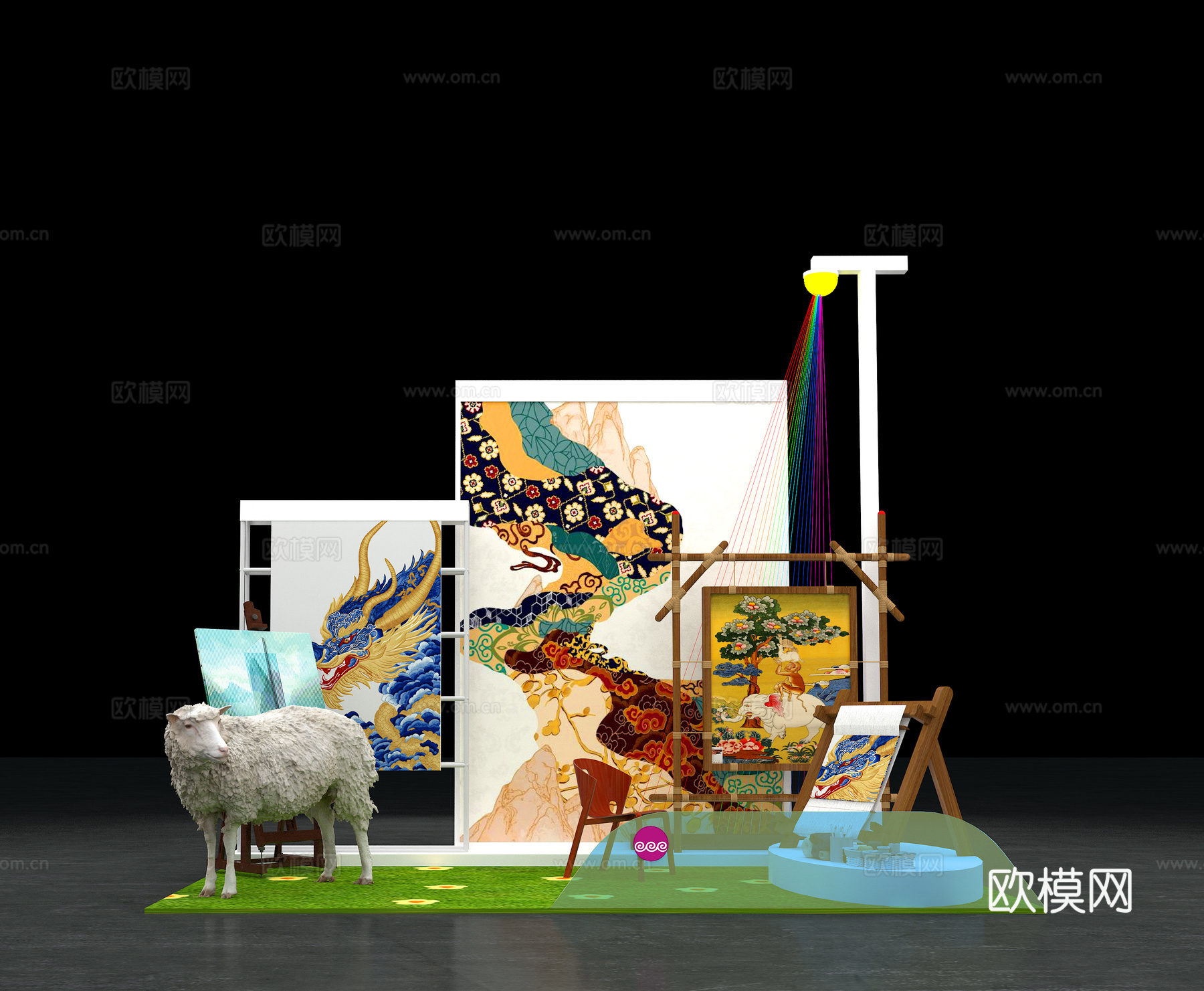 产品展示  展台  画架  羊  毛线3d模型