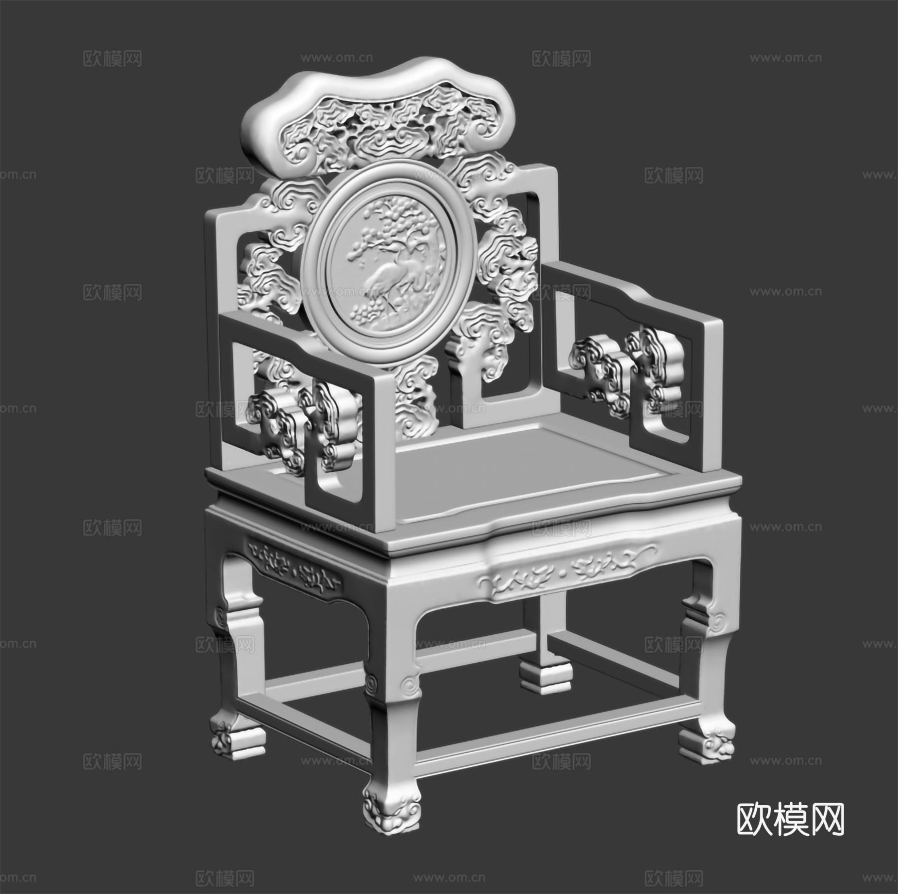 中式客厅实木沙发 扶手沙发 雕花造型 实木红木3d模型
