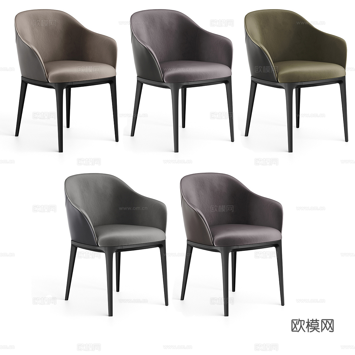 现代意式布艺皮革单椅3d模型