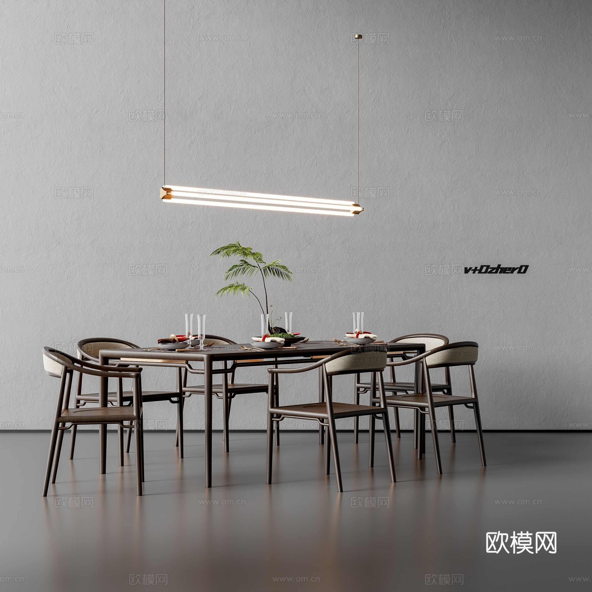 现代餐桌椅su模型