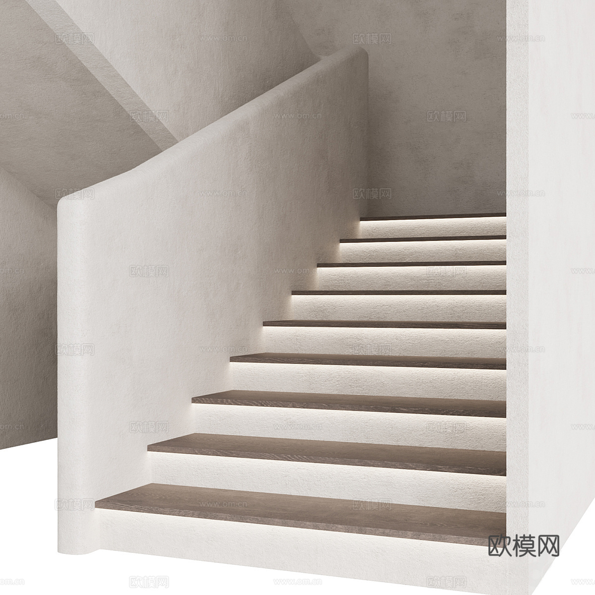 现代侘寂扶手楼梯3d模型