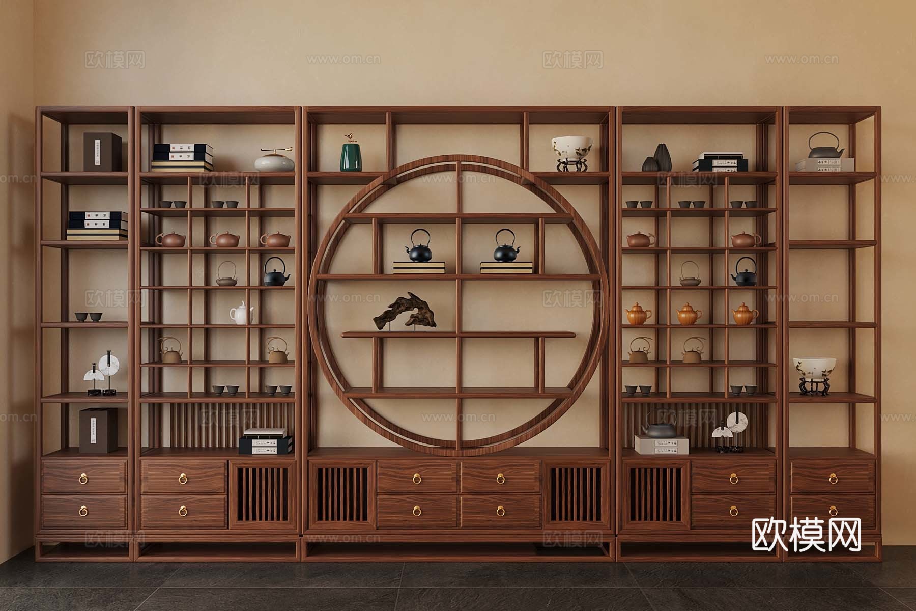 新中式博古架3d模型下载