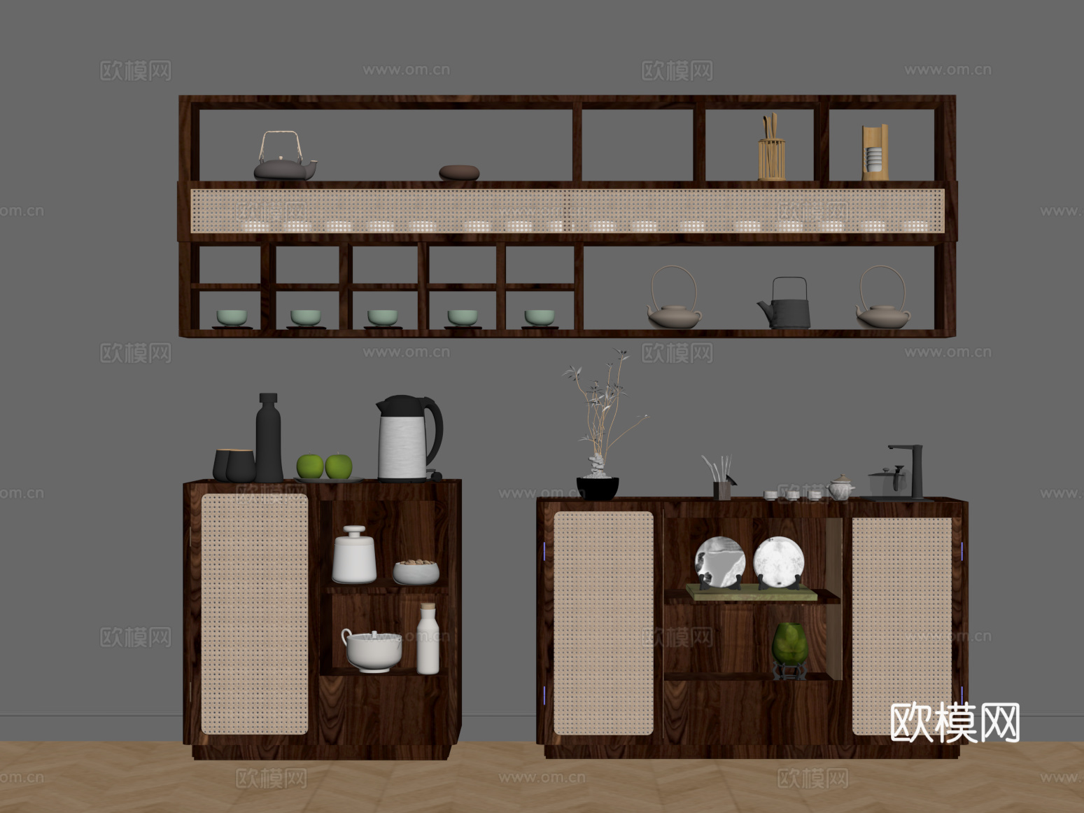 茶柜 诧寂中古风茶柜su模型