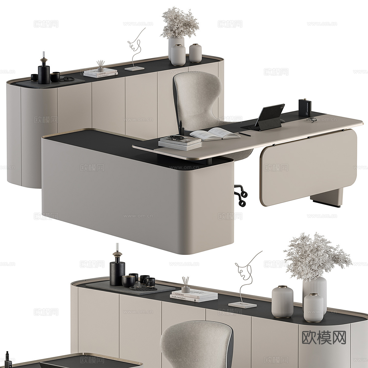 现代意式办公桌椅 办公家具3d模型