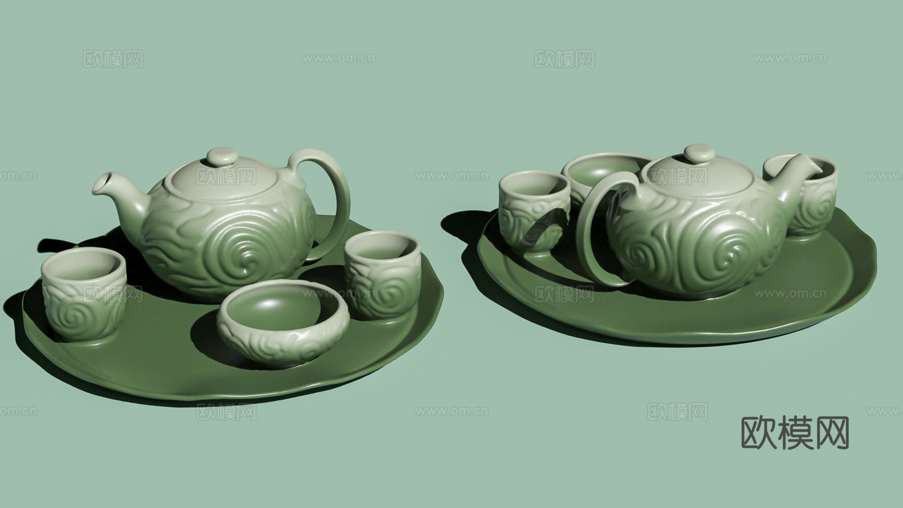 茶具茶杯中式茶壶陈设饰品3d模型