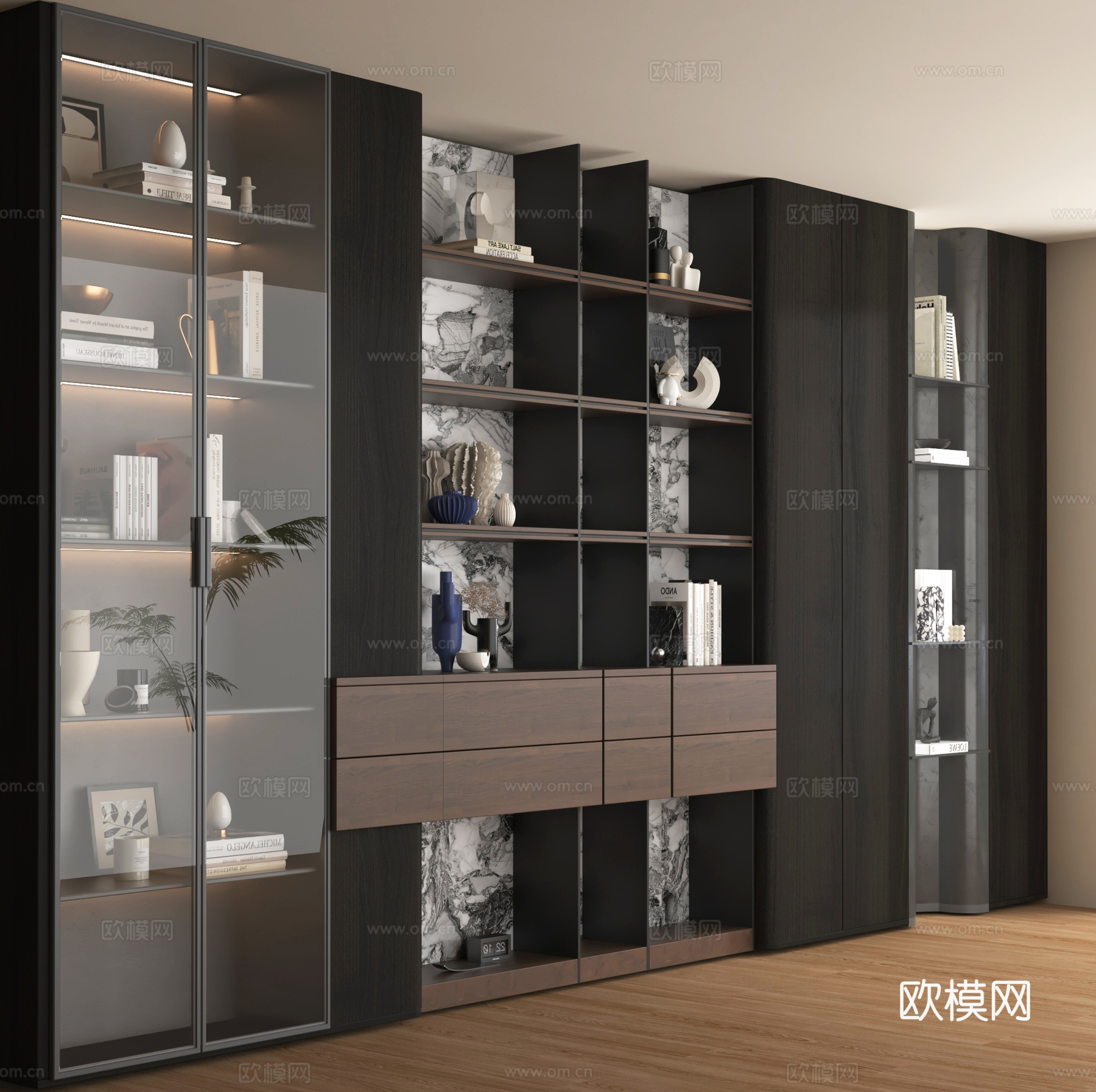 展柜 置物柜 柜子 装饰柜 书柜su模型