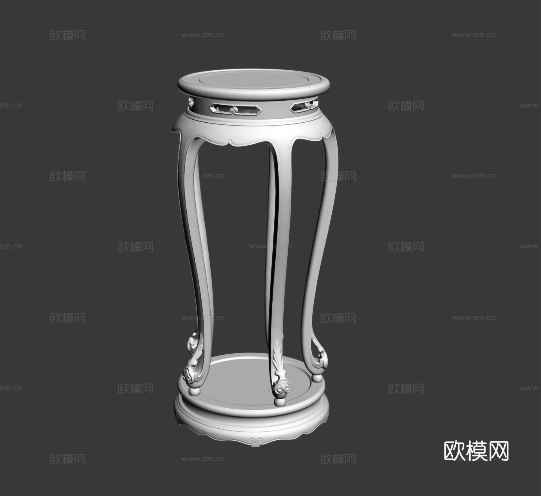 中式边几 香几 花架 实木红木3d模型