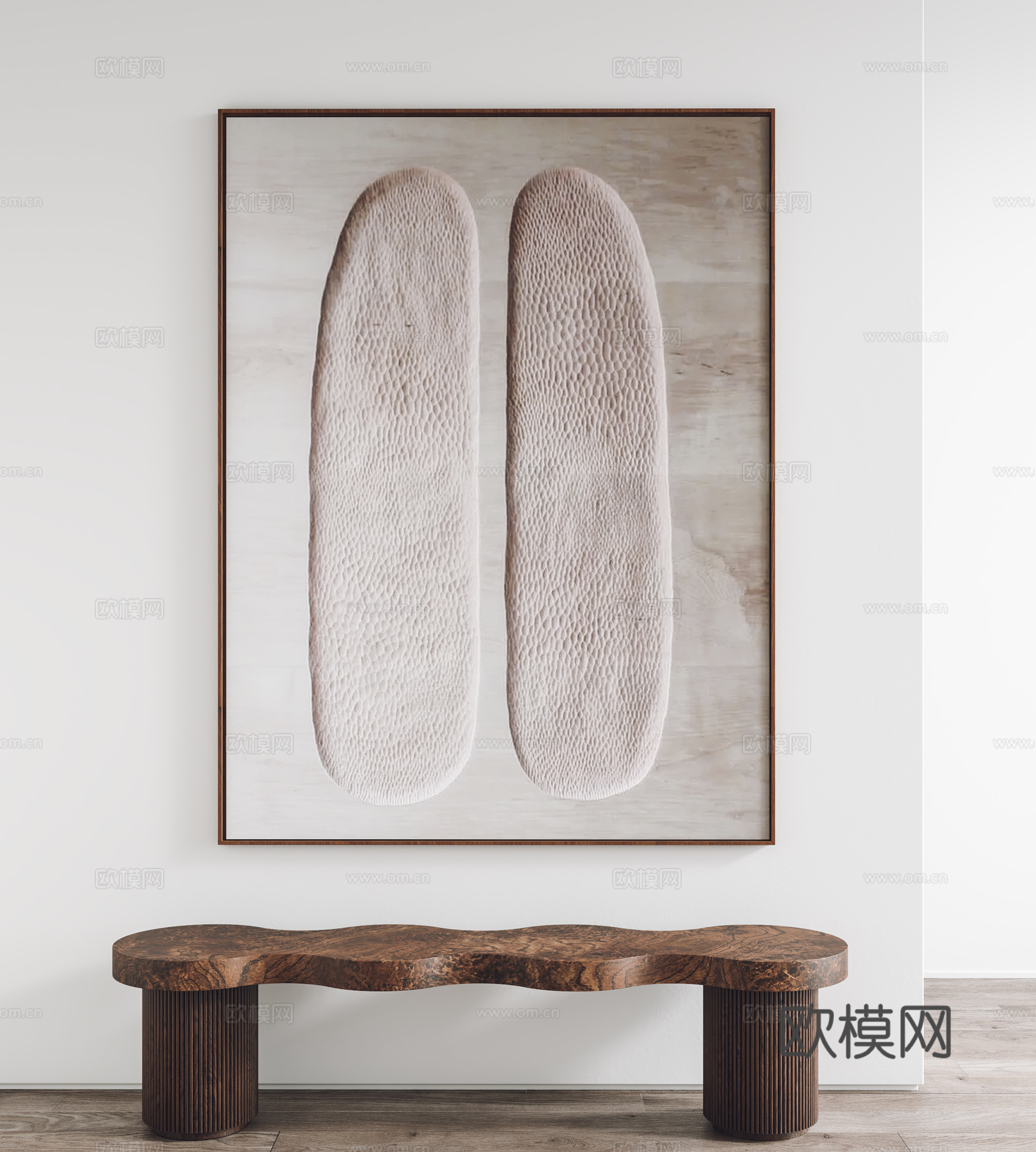 侘寂风挂画 装饰画 凳子3d模型