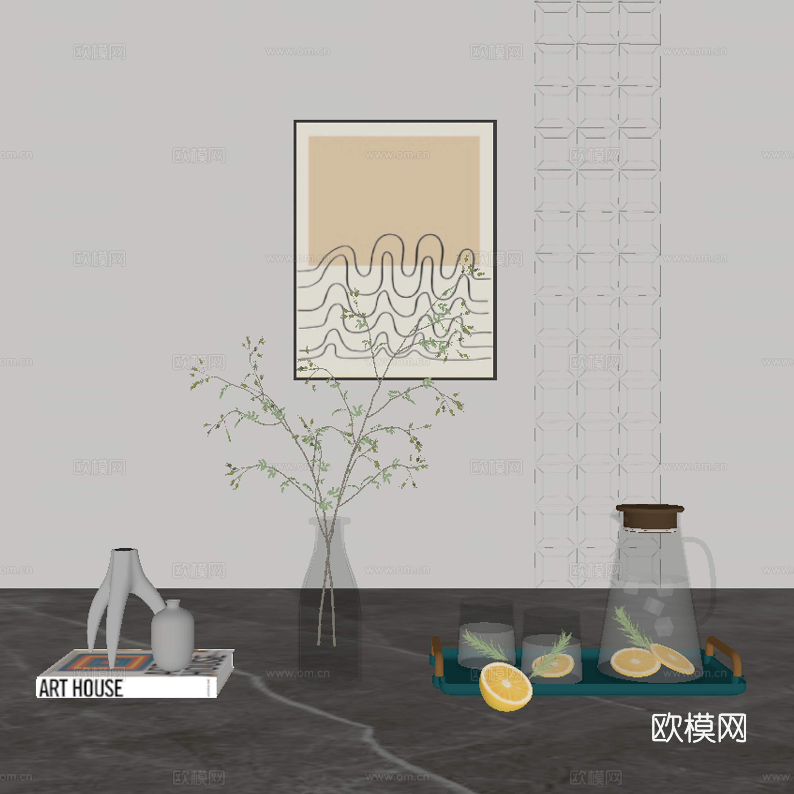现代饰品摆件组合su模型