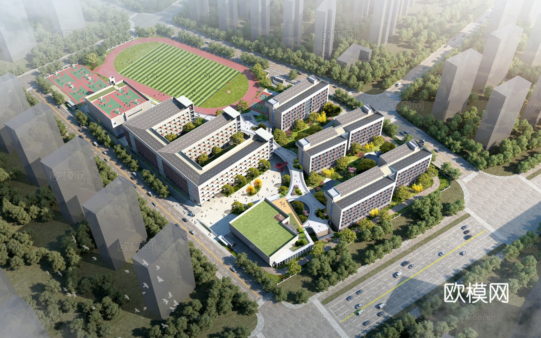 学校鸟瞰3d模型