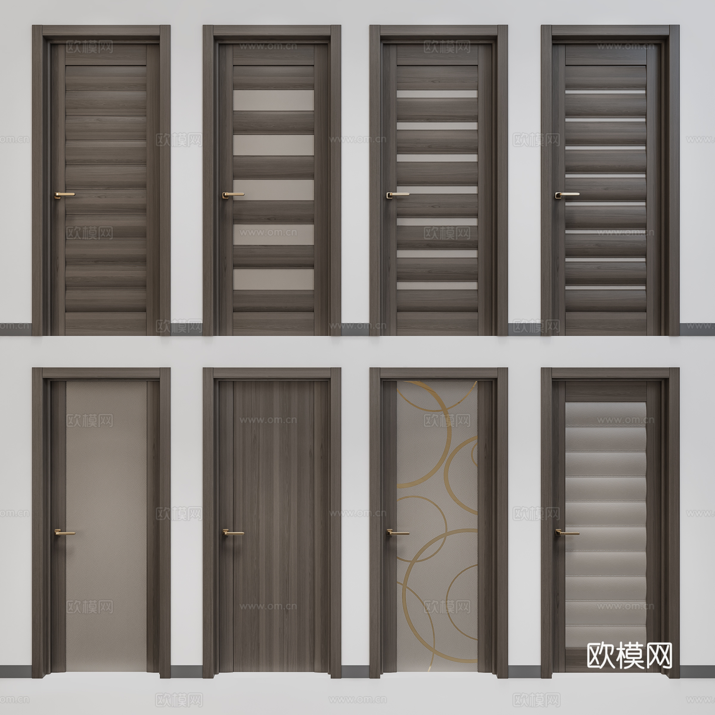 现代单开门  卫生间门 卧室门su模型