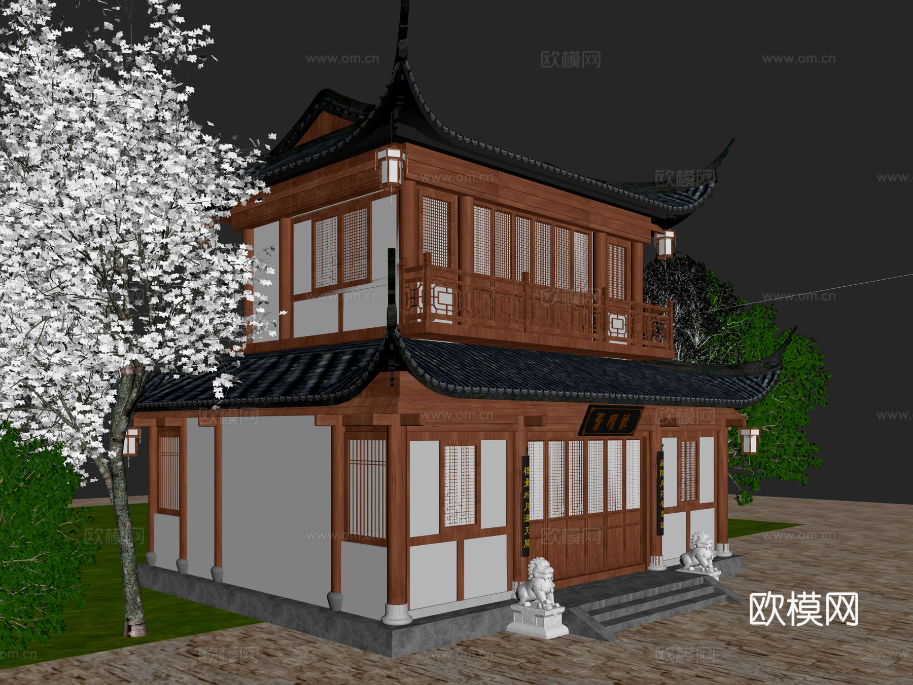 古建 中式建筑 钟鼓楼 寺庙 庙宇 斗拱3d模型