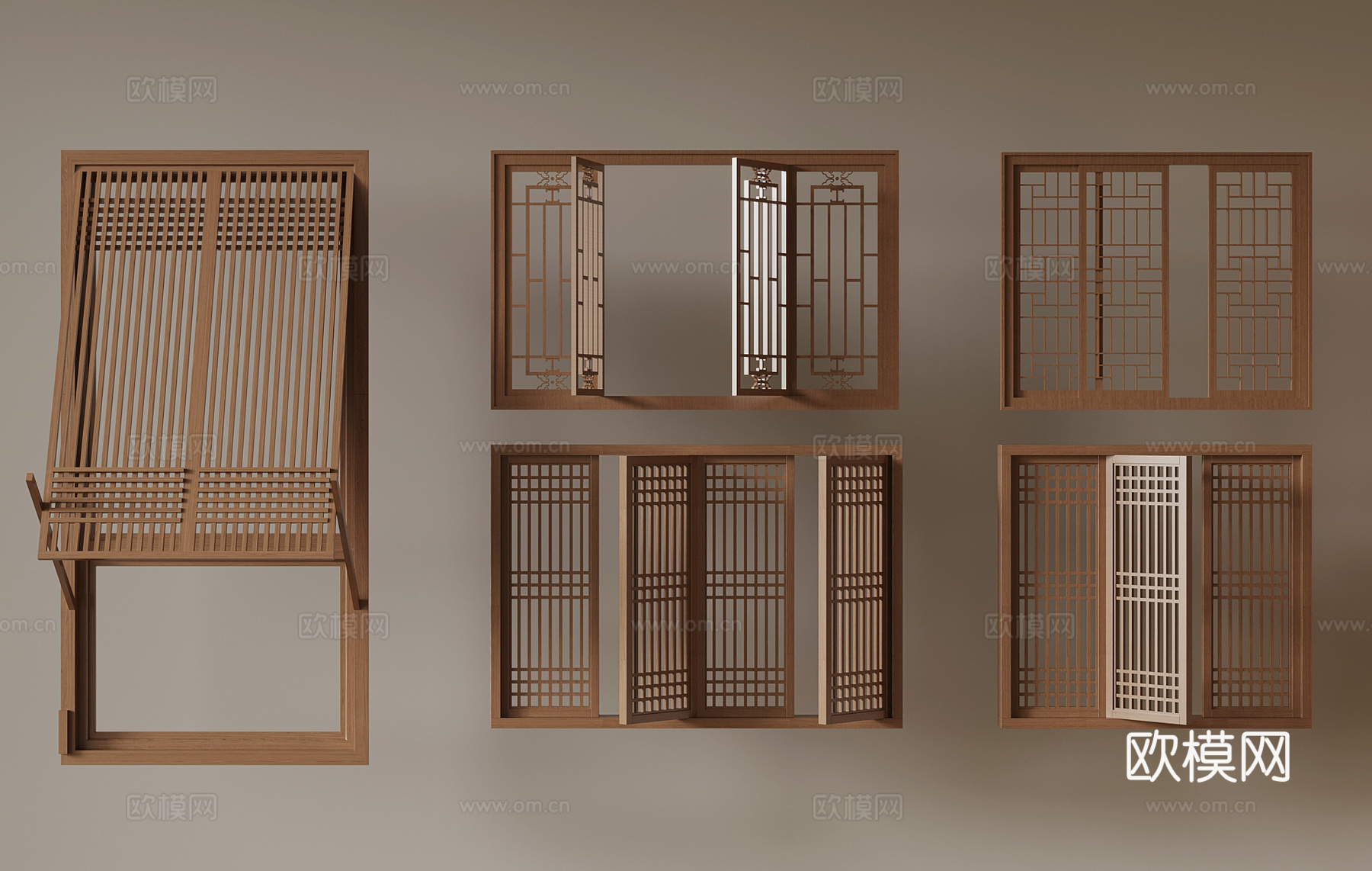 新中式窗户3d模型
