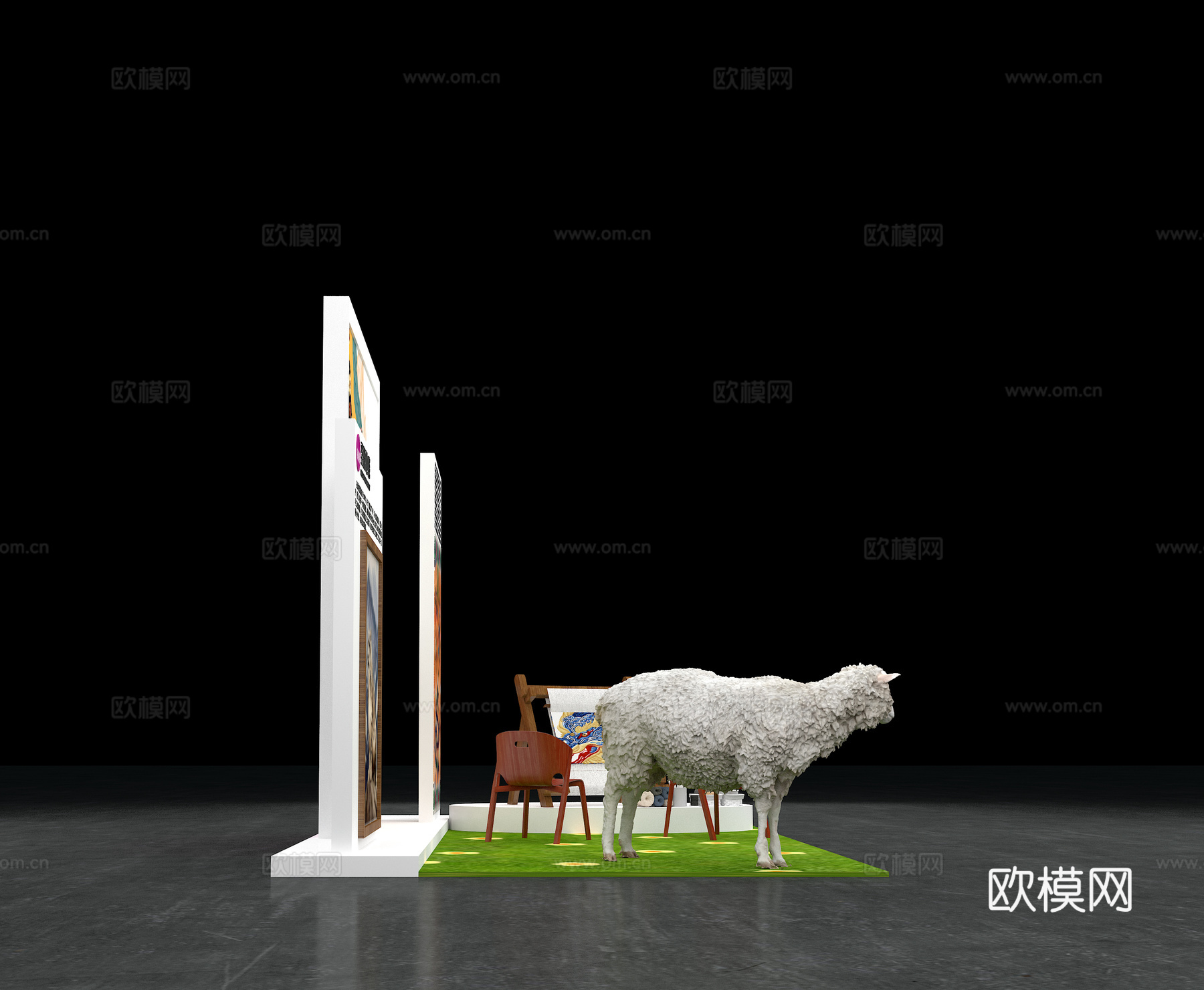 打卡墙 产品展示 展台 体验区3d模型