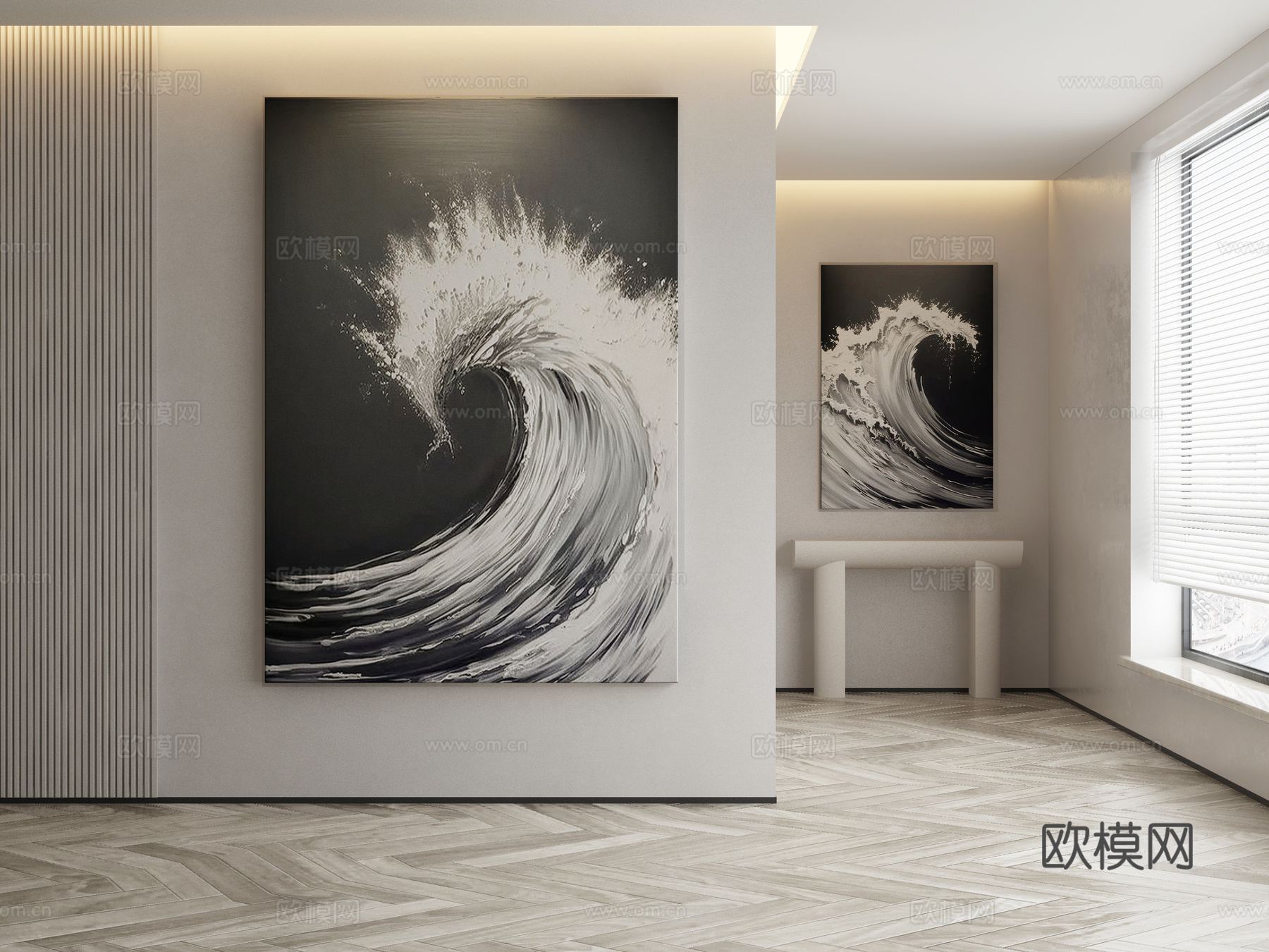 现代侘寂挂画 油画3d模型