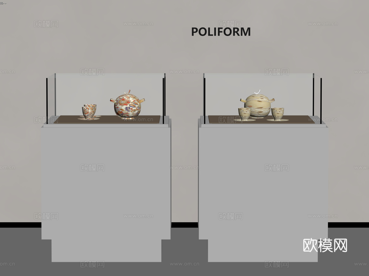 其他柜子 现代展台展柜su模型