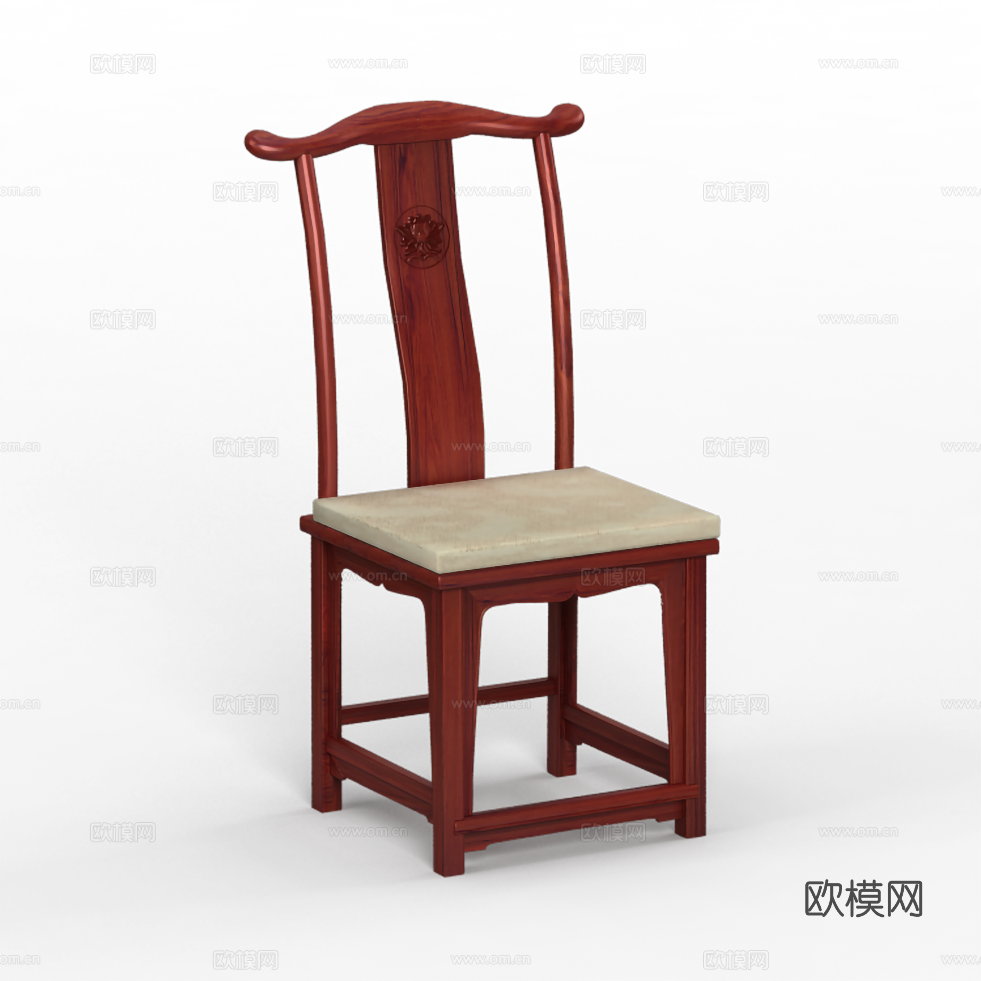 中式官帽餐椅 实木红木3d模型