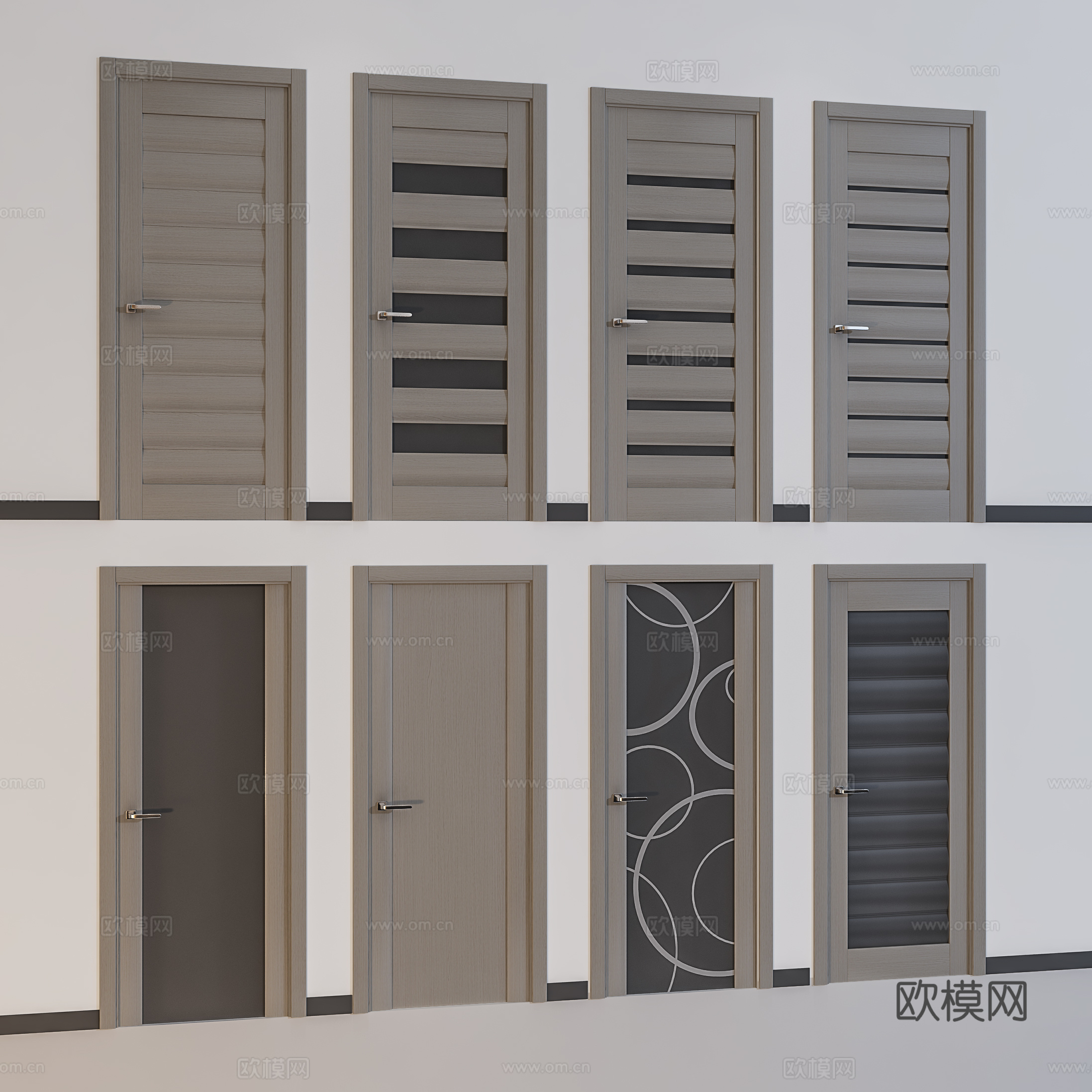 现代单开门  卫生间门 卧室门su模型