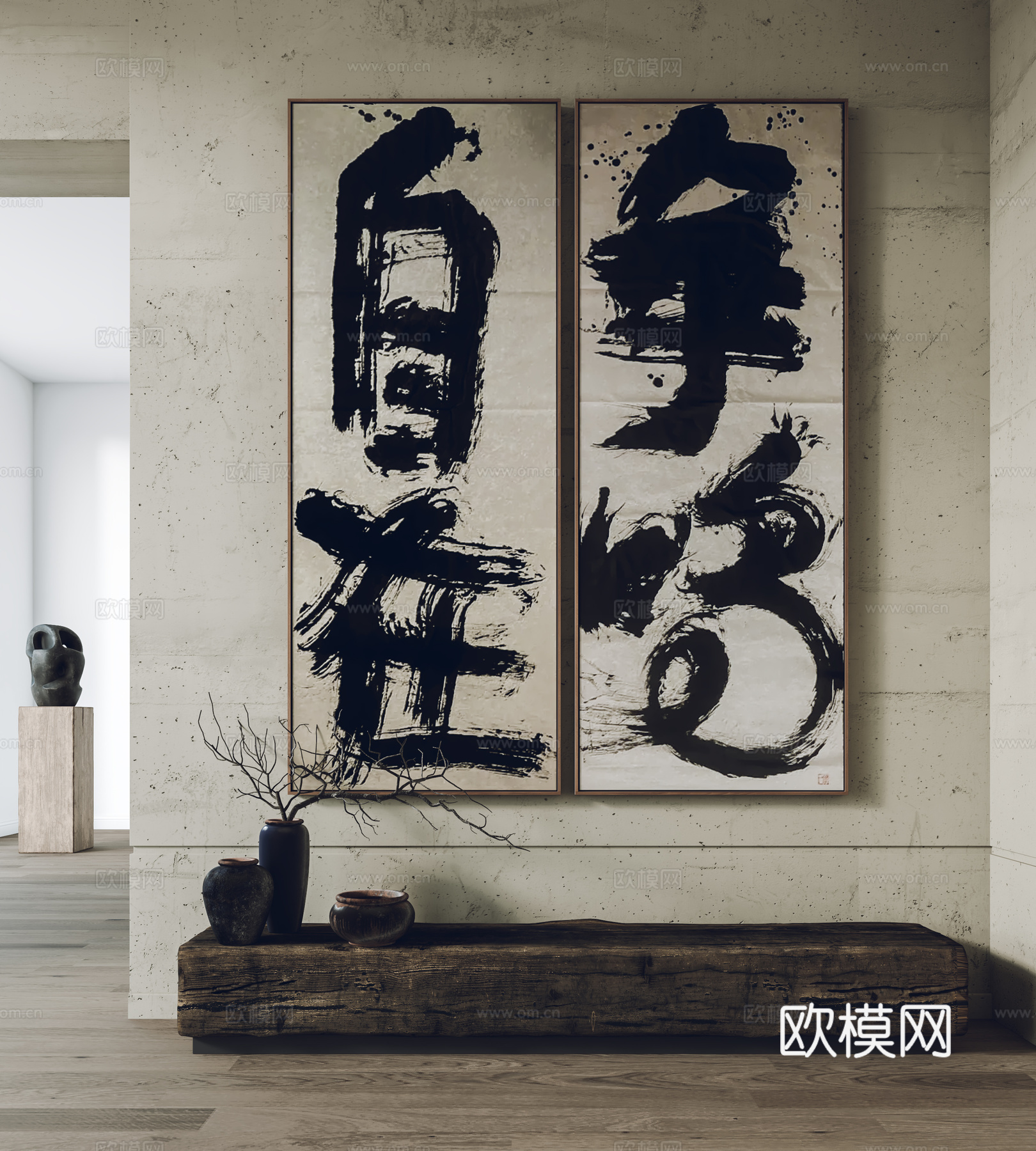 侘寂风挂画 装饰画 摆件3d模型