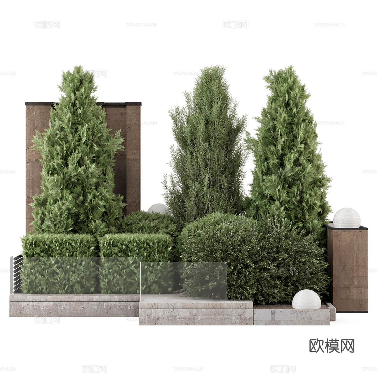 现代意式庭院绿植 景观树3d模型