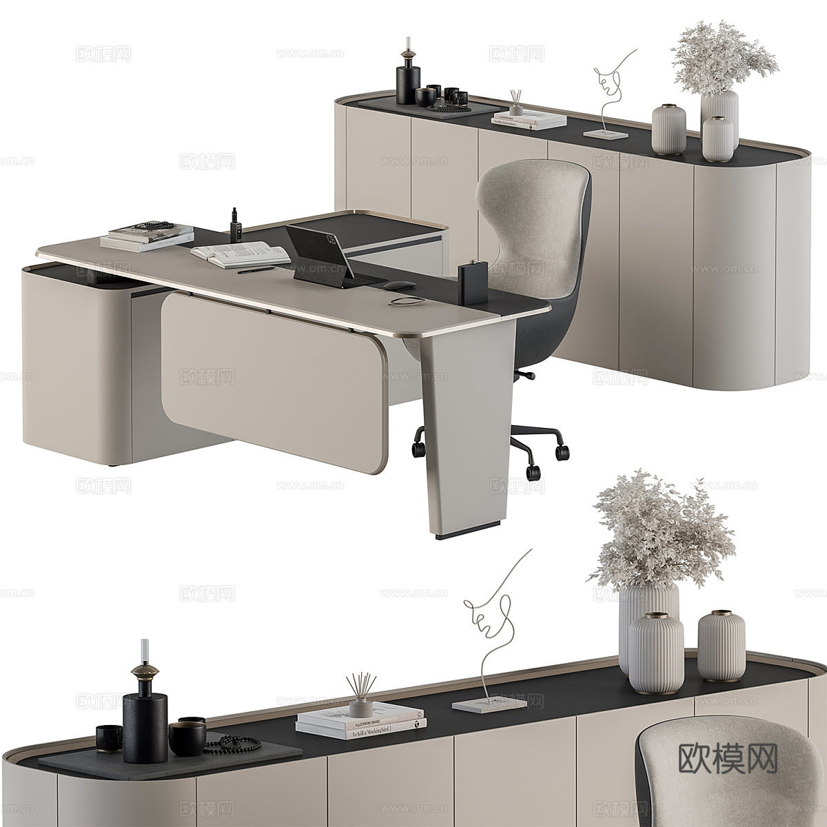 现代意式办公桌椅 办公家具3d模型