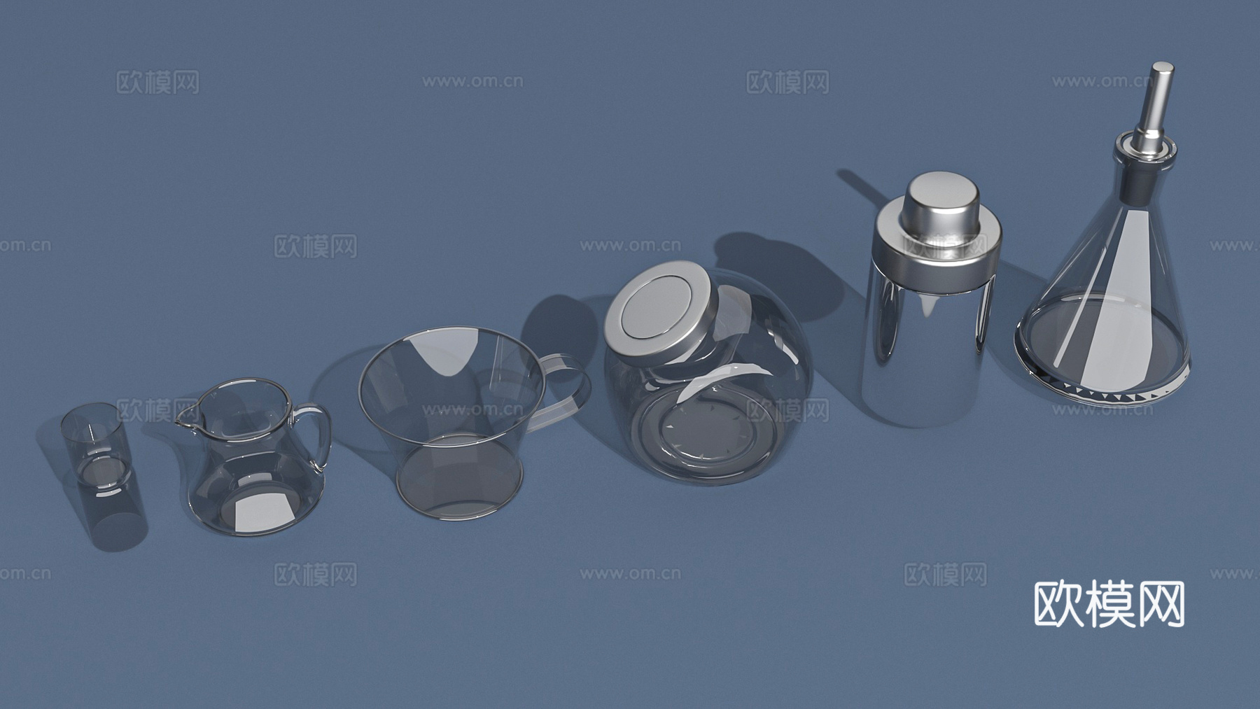 酒瓶包装分酒器玻璃杯水杯水晶杯高脚杯玻璃瓶3d模型