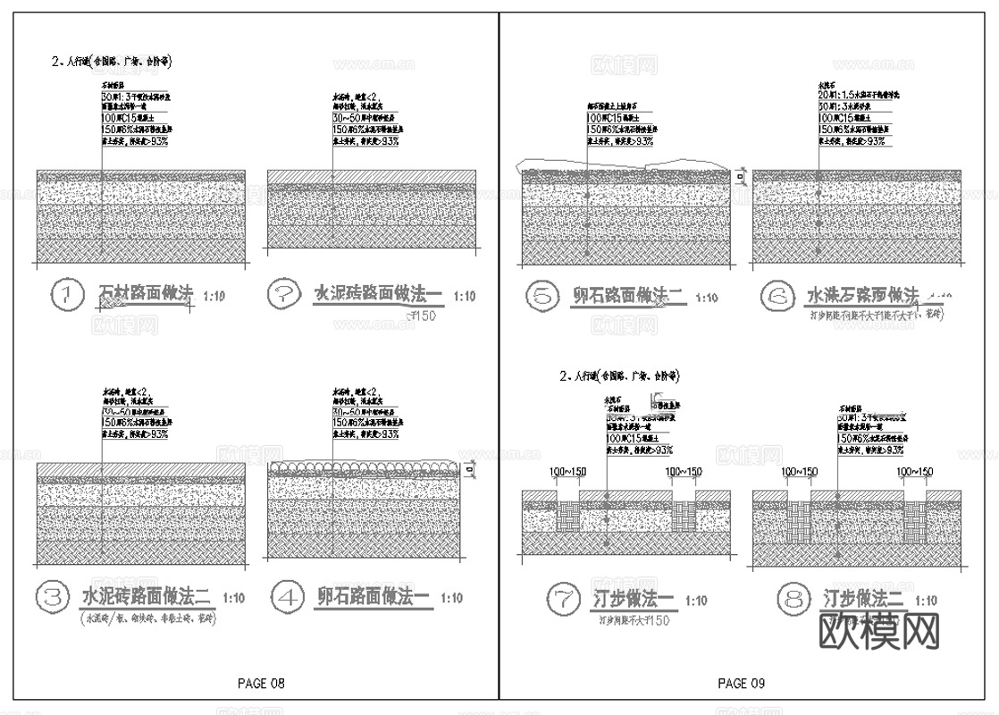 景观基本构造做法cad施工图