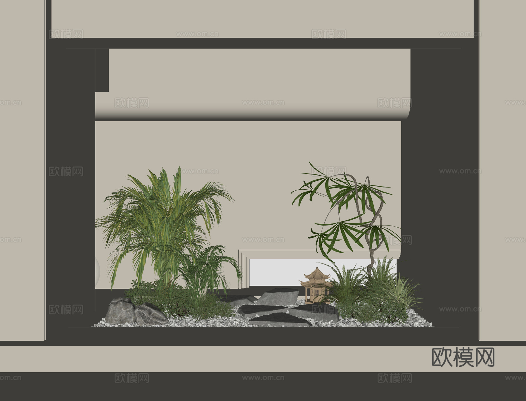现代室内植物景观su模型