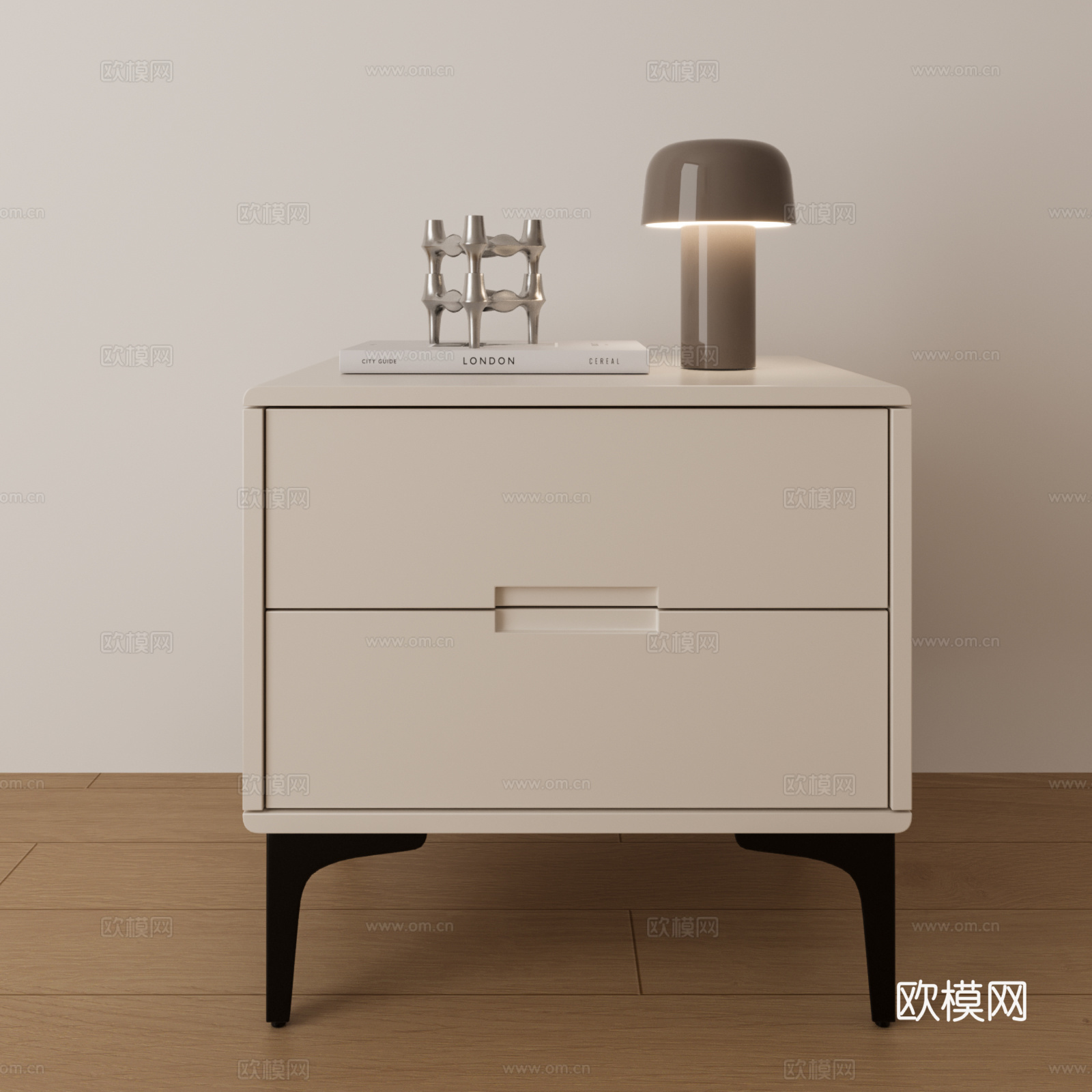 现代极简床头柜su模型