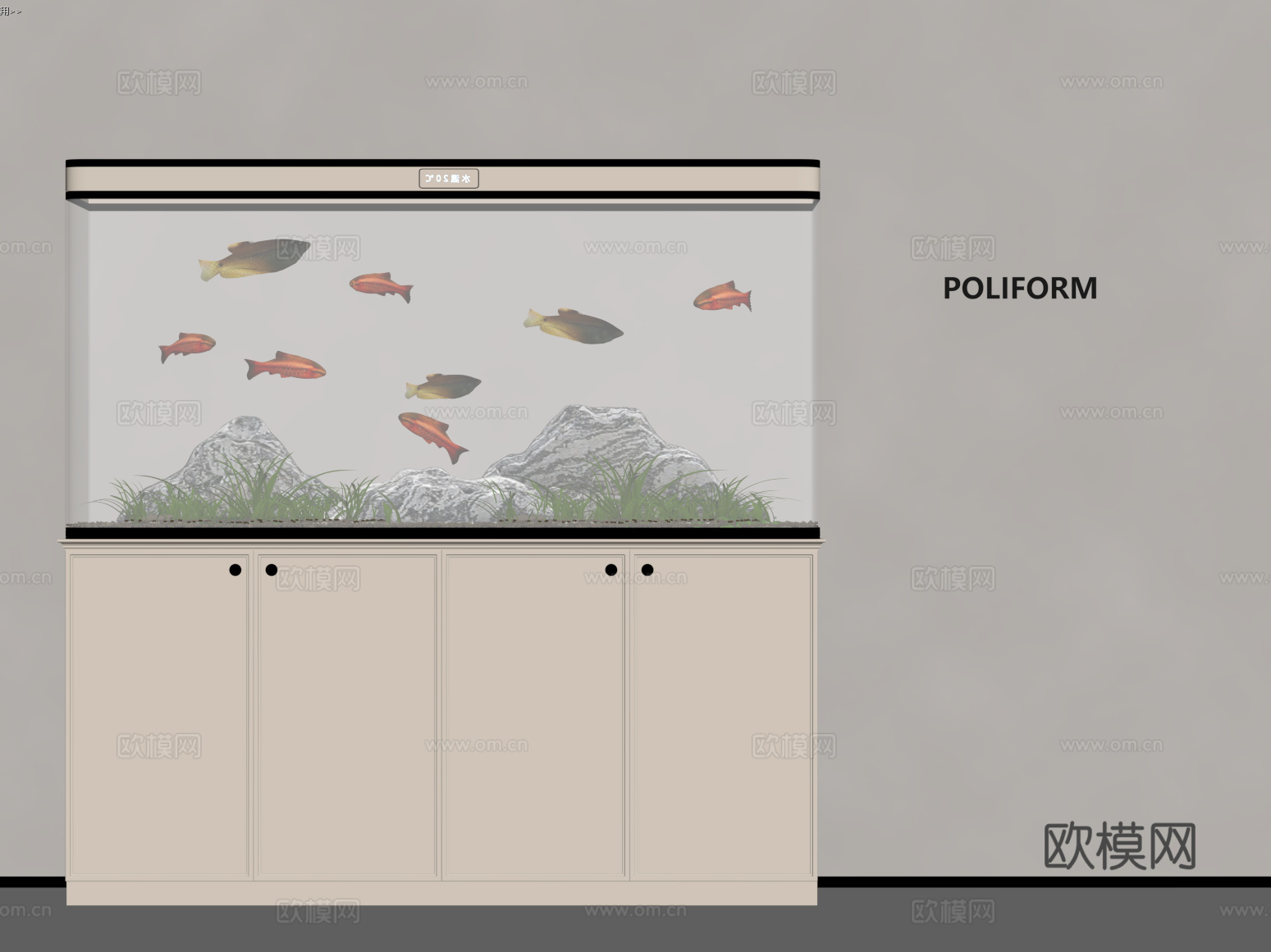 现代鱼缸 水族箱su模型