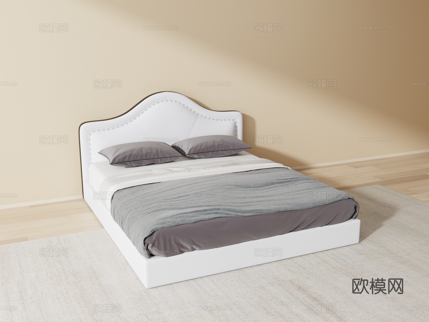 现代欧式双人床3d模型