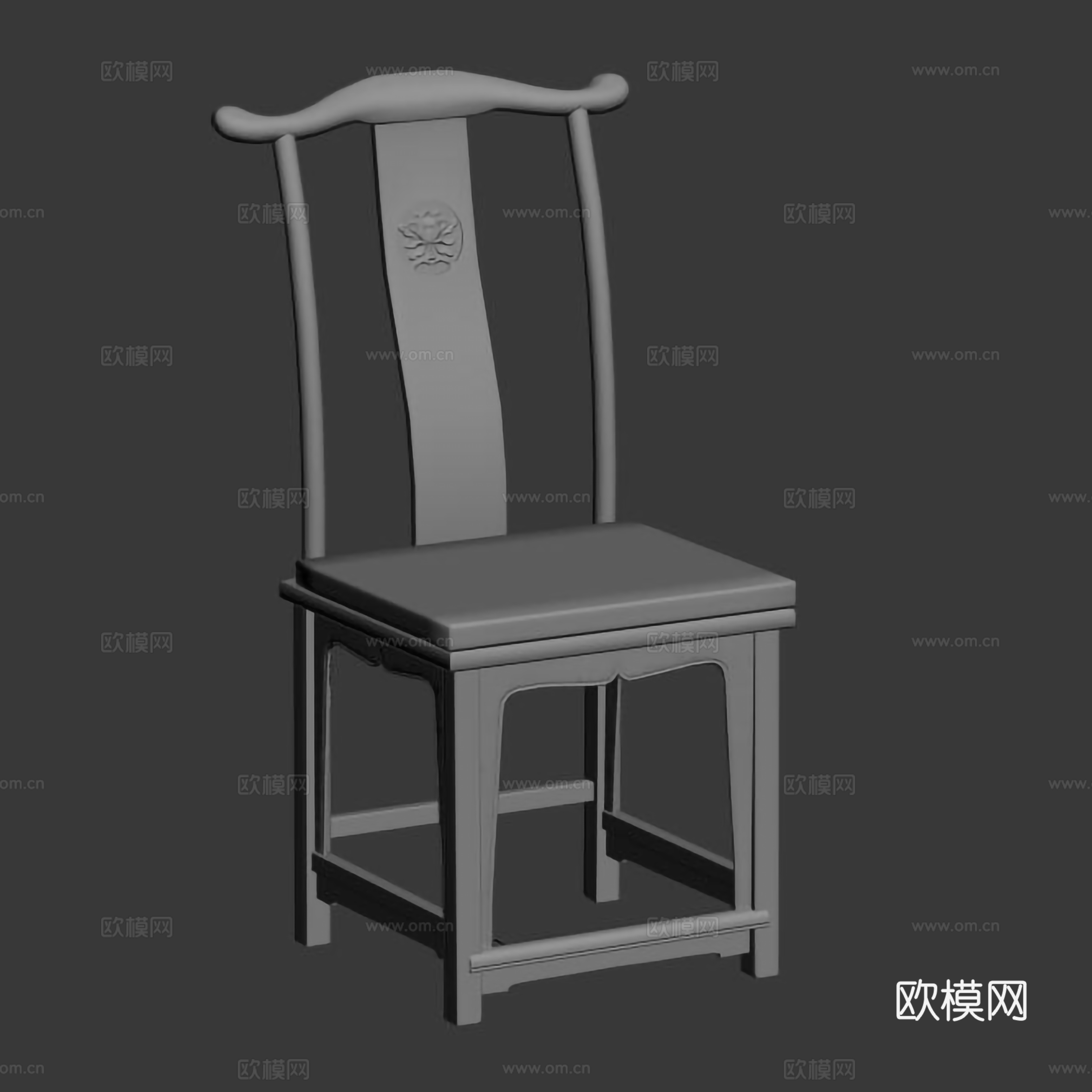 中式官帽餐椅 实木红木3d模型
