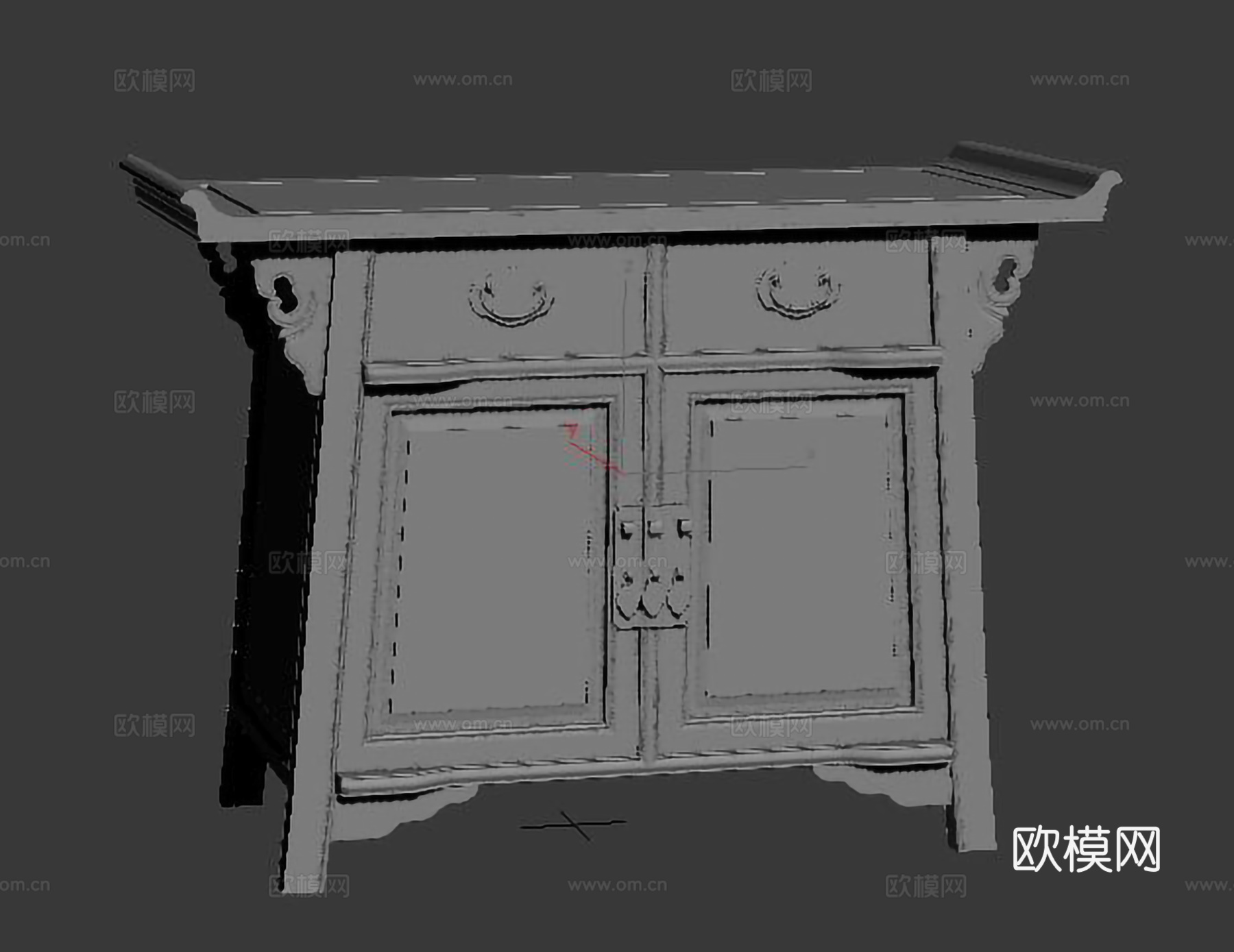 中式二联柜 玄关柜 供桌 实木红木3d模型