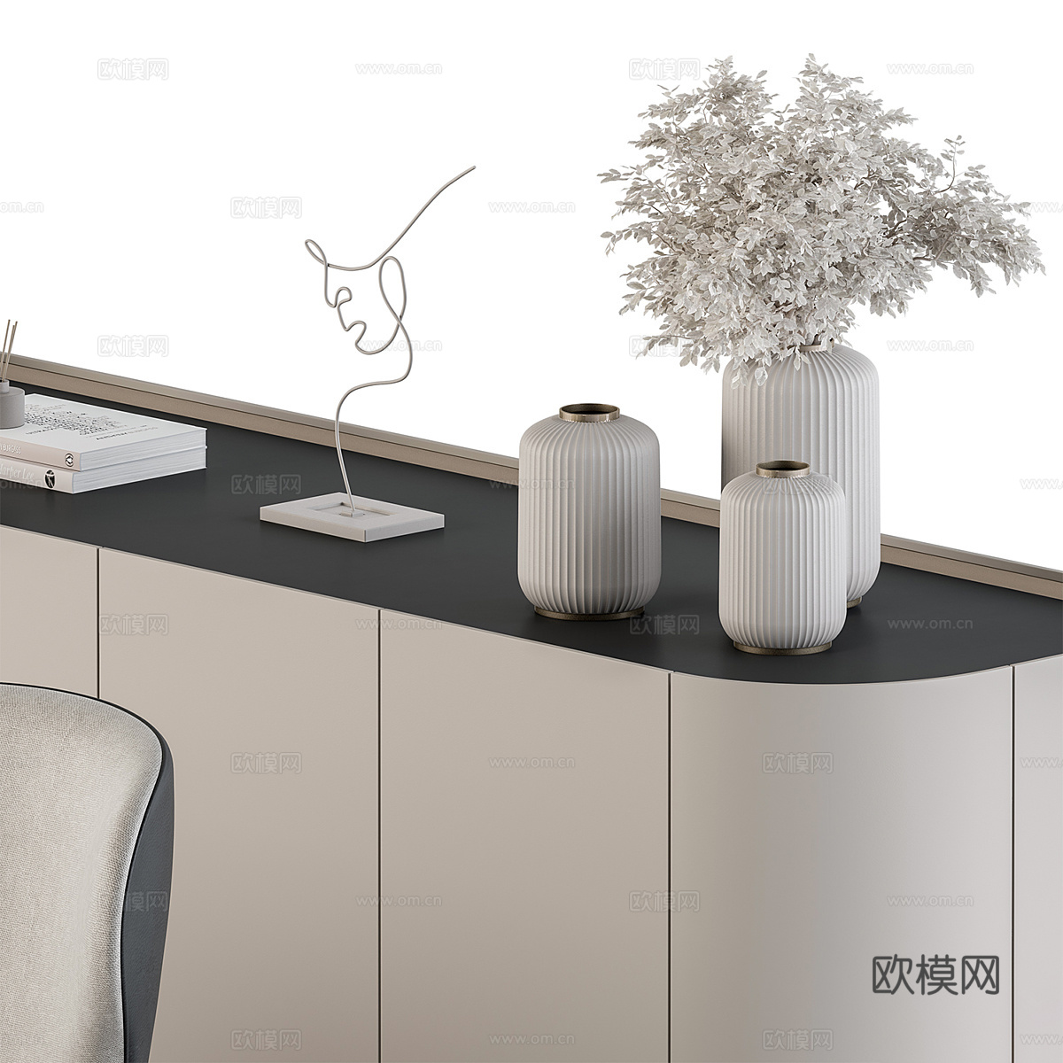 现代意式办公桌椅 办公家具3d模型