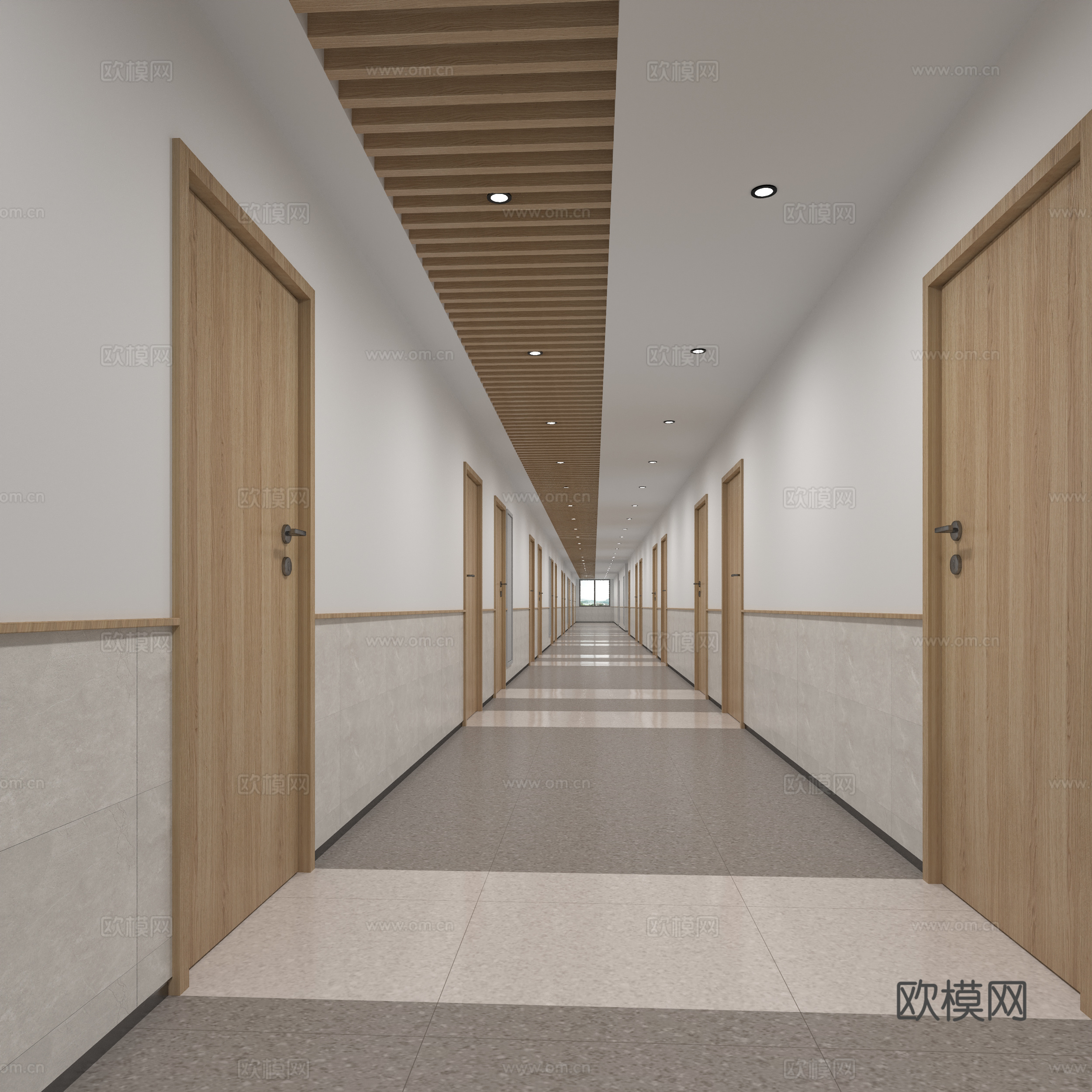 现代办公过道3d模型