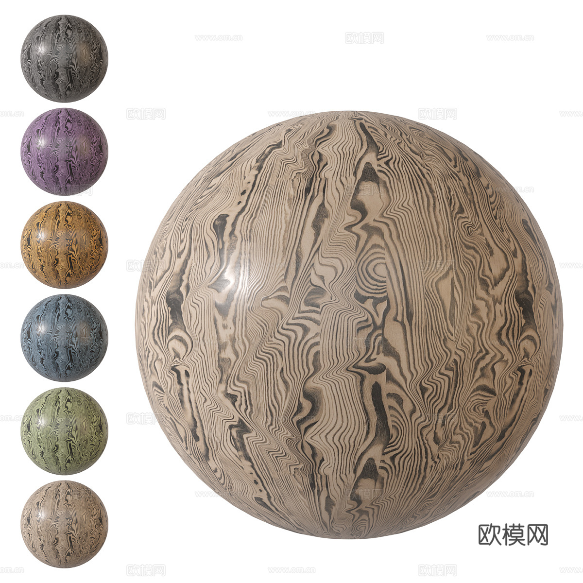 现代意式木纹 木饰面3d模型