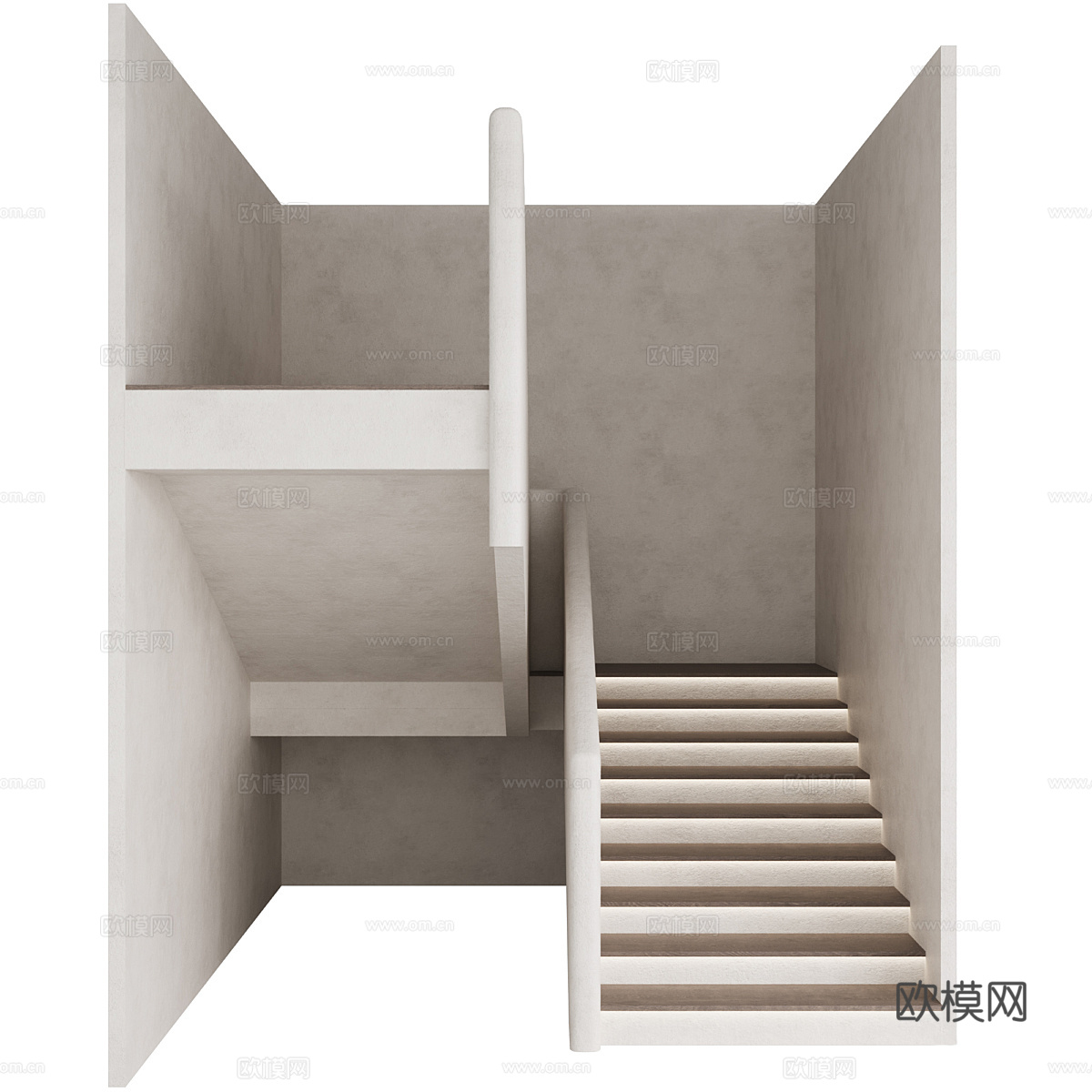 现代侘寂扶手楼梯3d模型
