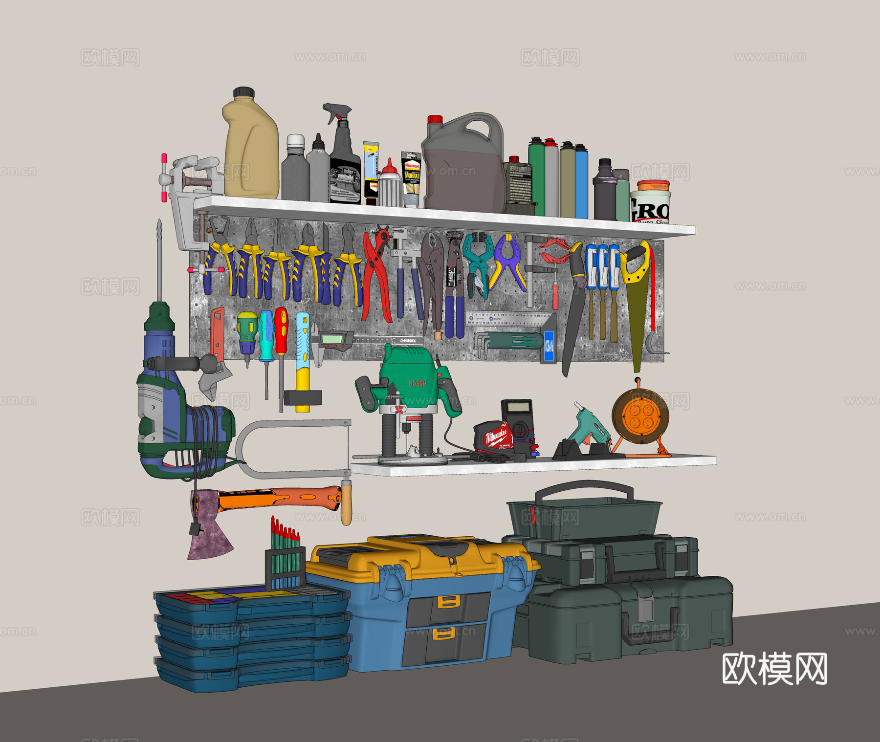 工具 扳手 电钻 手磨机 电锯su模型