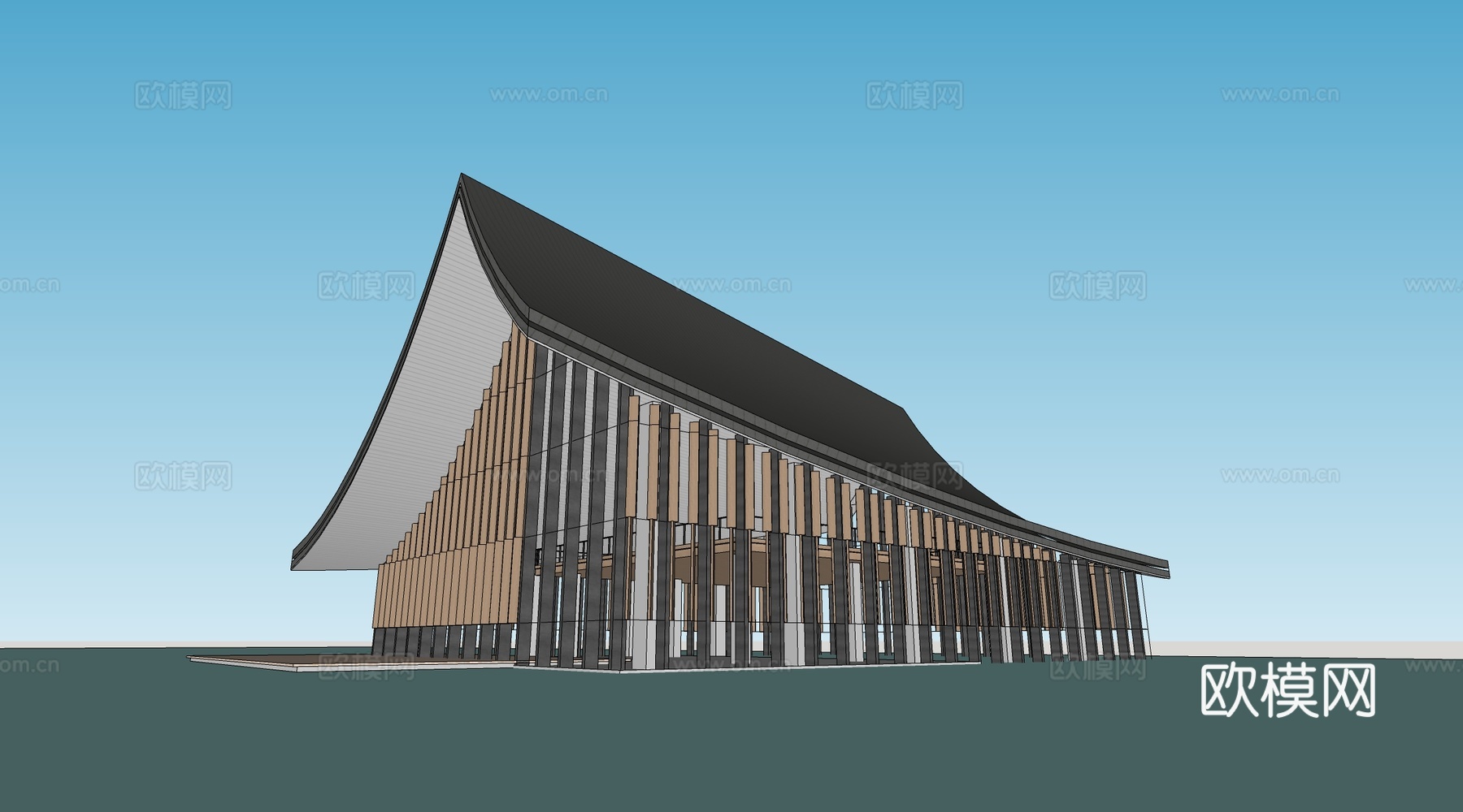 现代公共建筑 美术馆建筑 美术馆建筑 商业建筑su模型