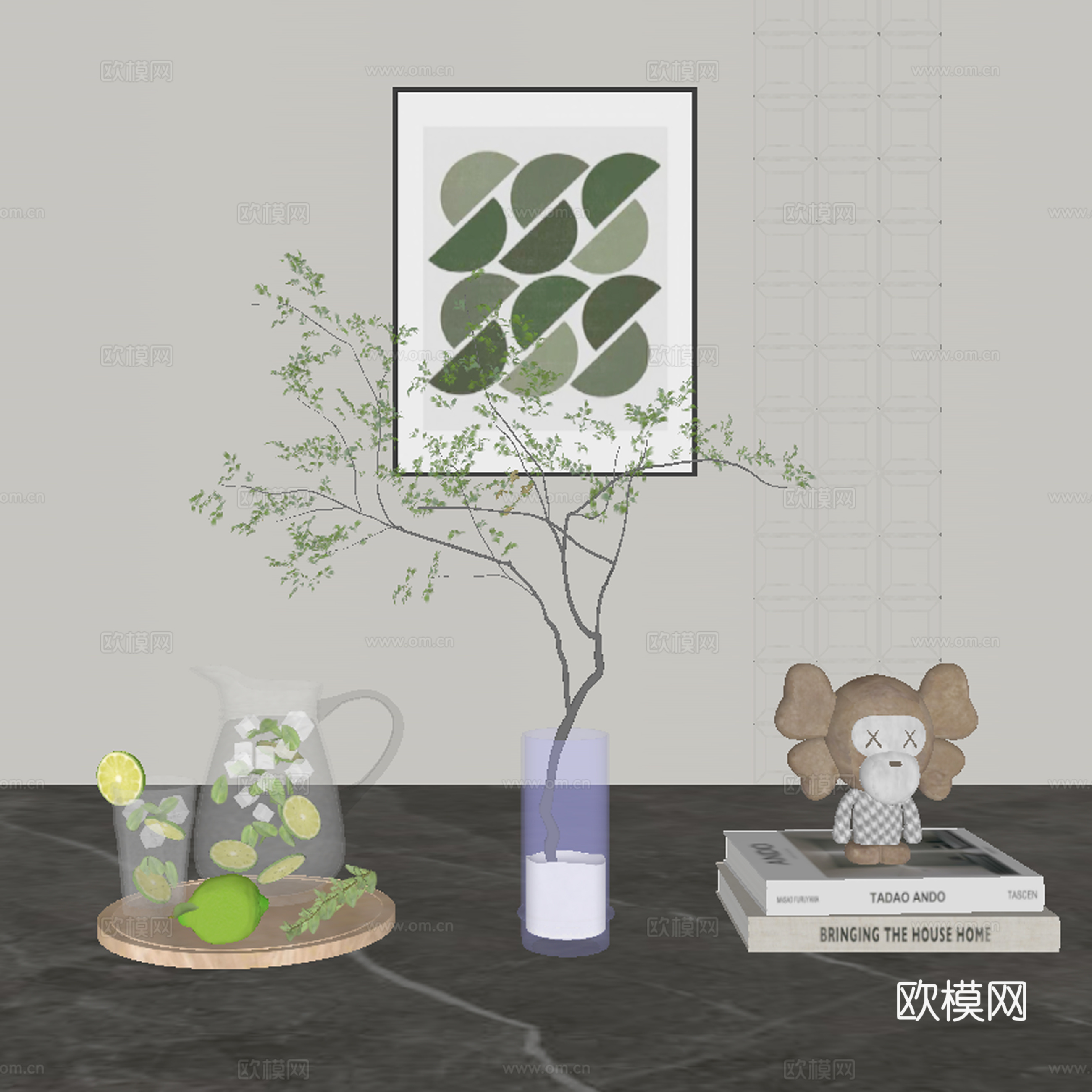现代饰品摆件组合su模型