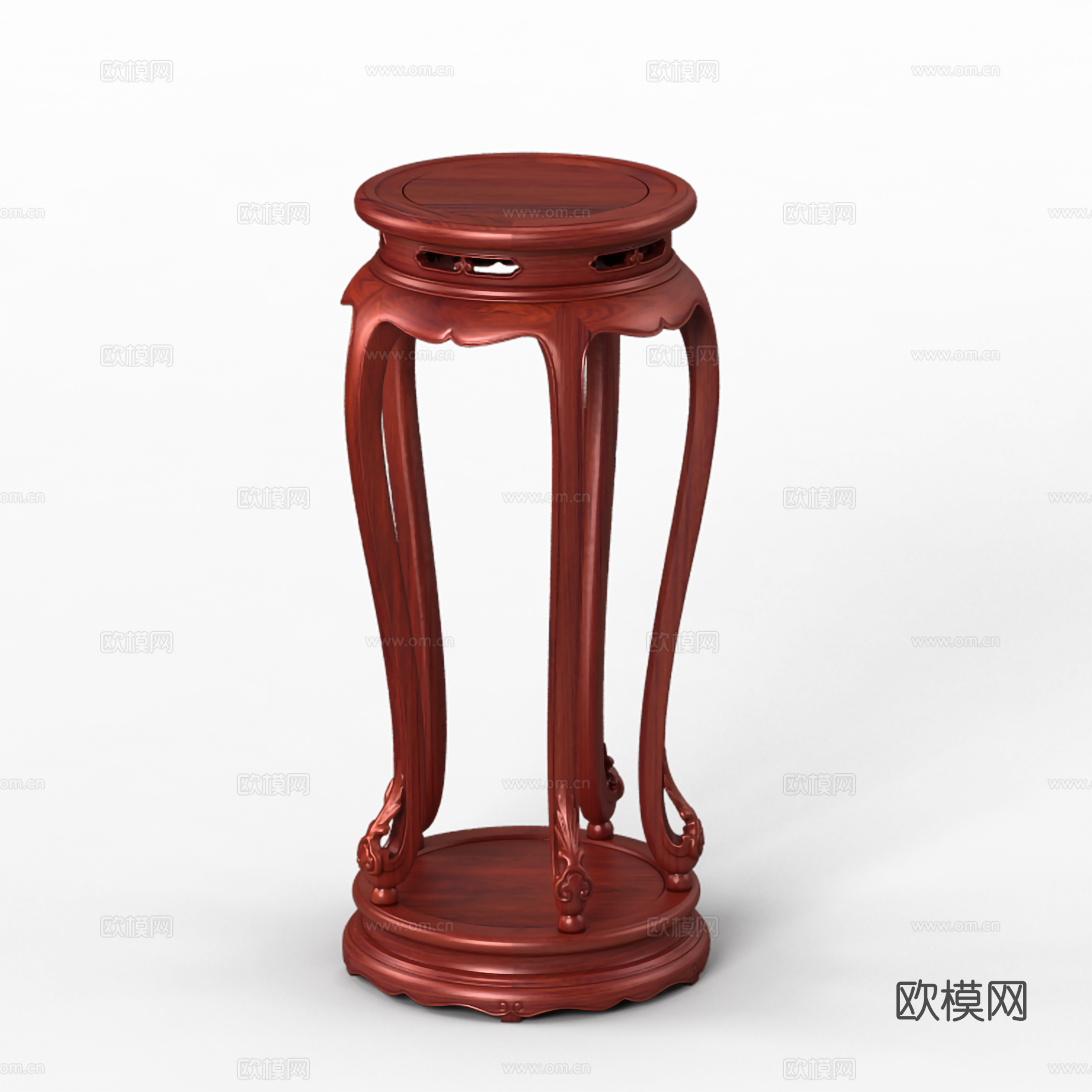 中式边几 香几 花架 实木红木3d模型